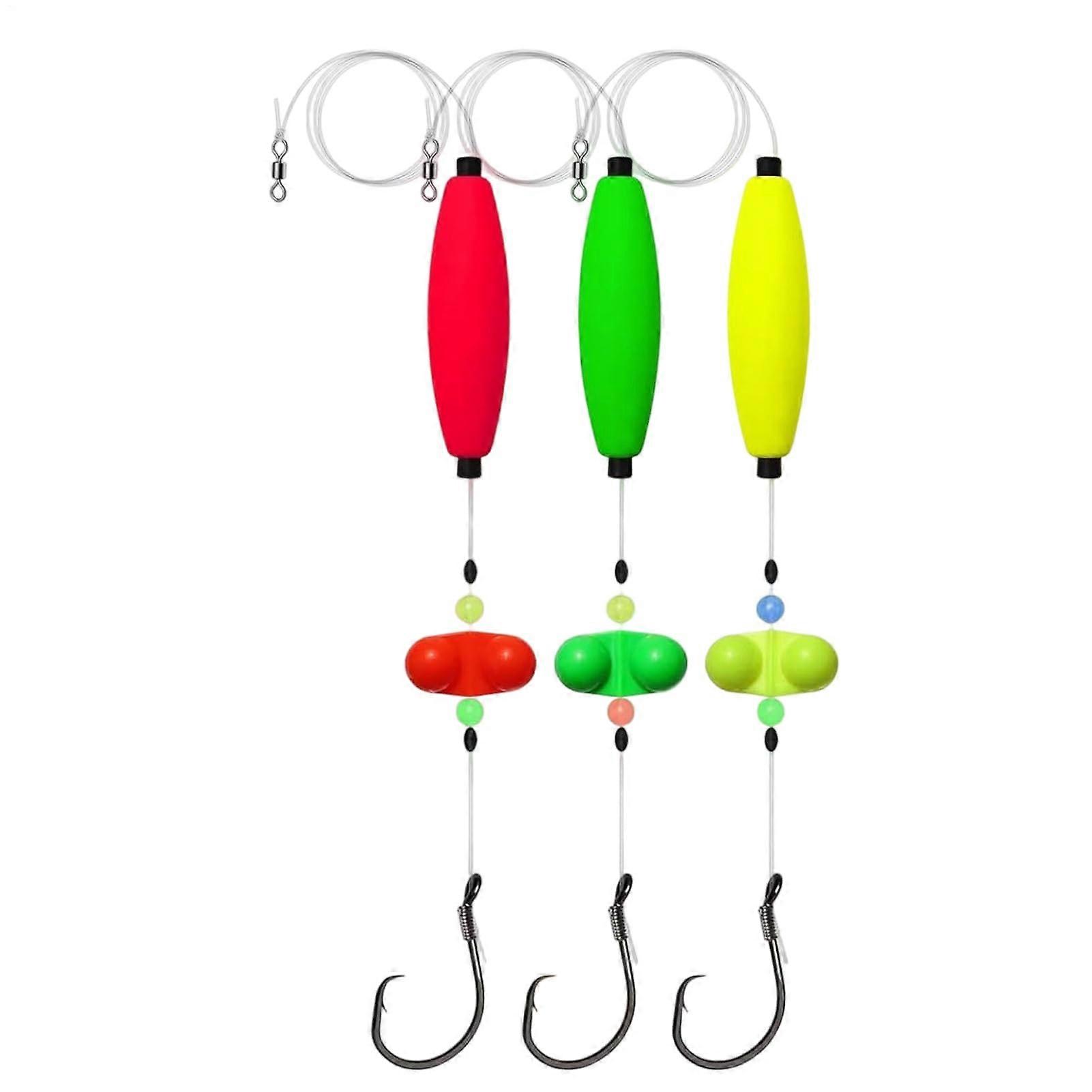 5/0 6/0 Catfish Fishing Rigs - Pack of 3 with Float, Versatile Trout, Perch, Pike Tackle, Easy to Carry