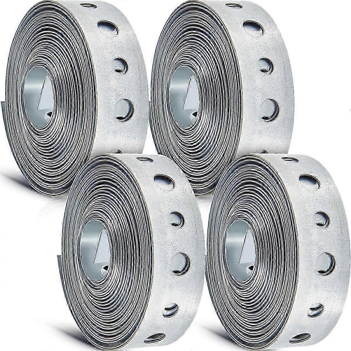 4 Pcs Galvanized Hanger Strap Metal Strapping with Holes Pipe Hanger for Pipe Supports Hanging, 10