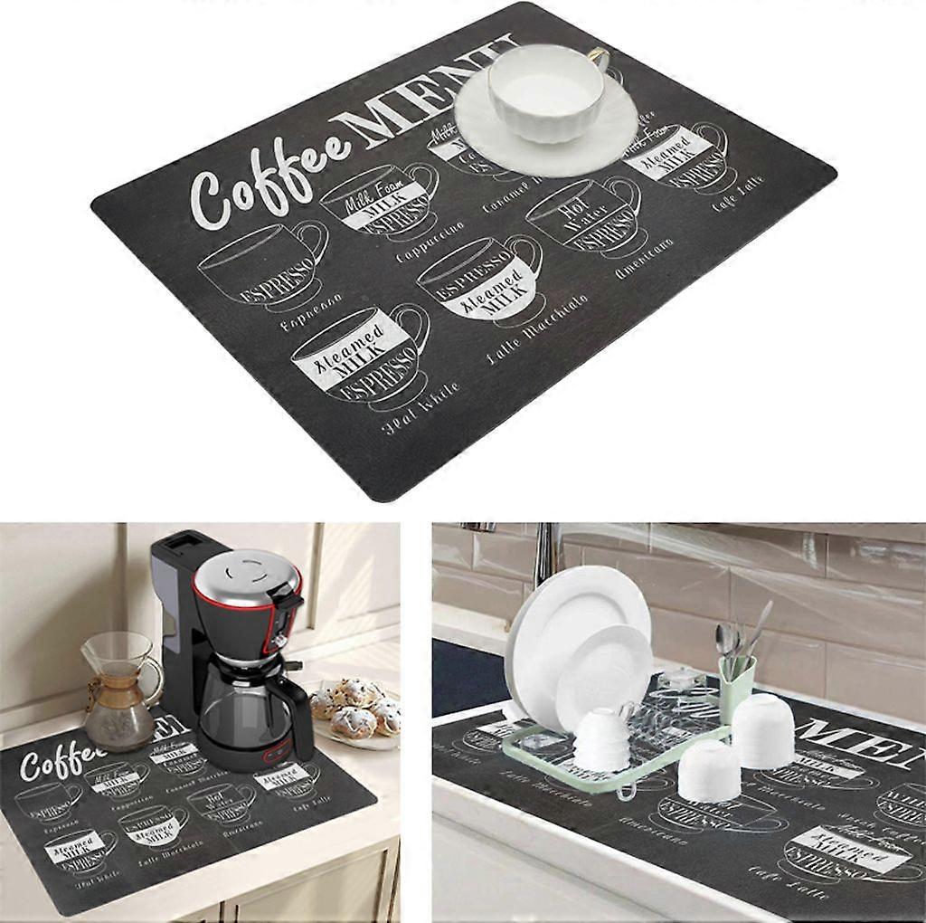 Coffee machine mat, non-slip and waterproof, easy to clean (coffee theme, 30x40CM)