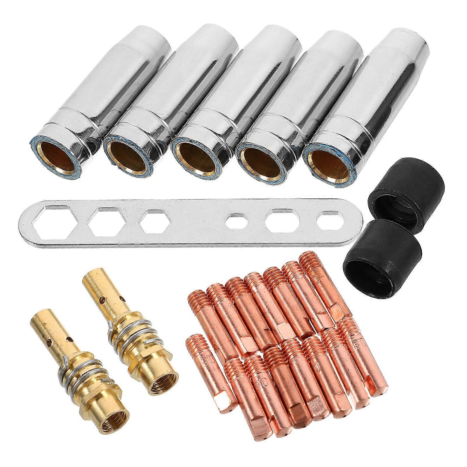 Gas Soldering Kit with Welding Torch Accessories – Includes Contact Tips, Nozzles, Connectors, Insulation Caps, Wrench, and Storage Case for