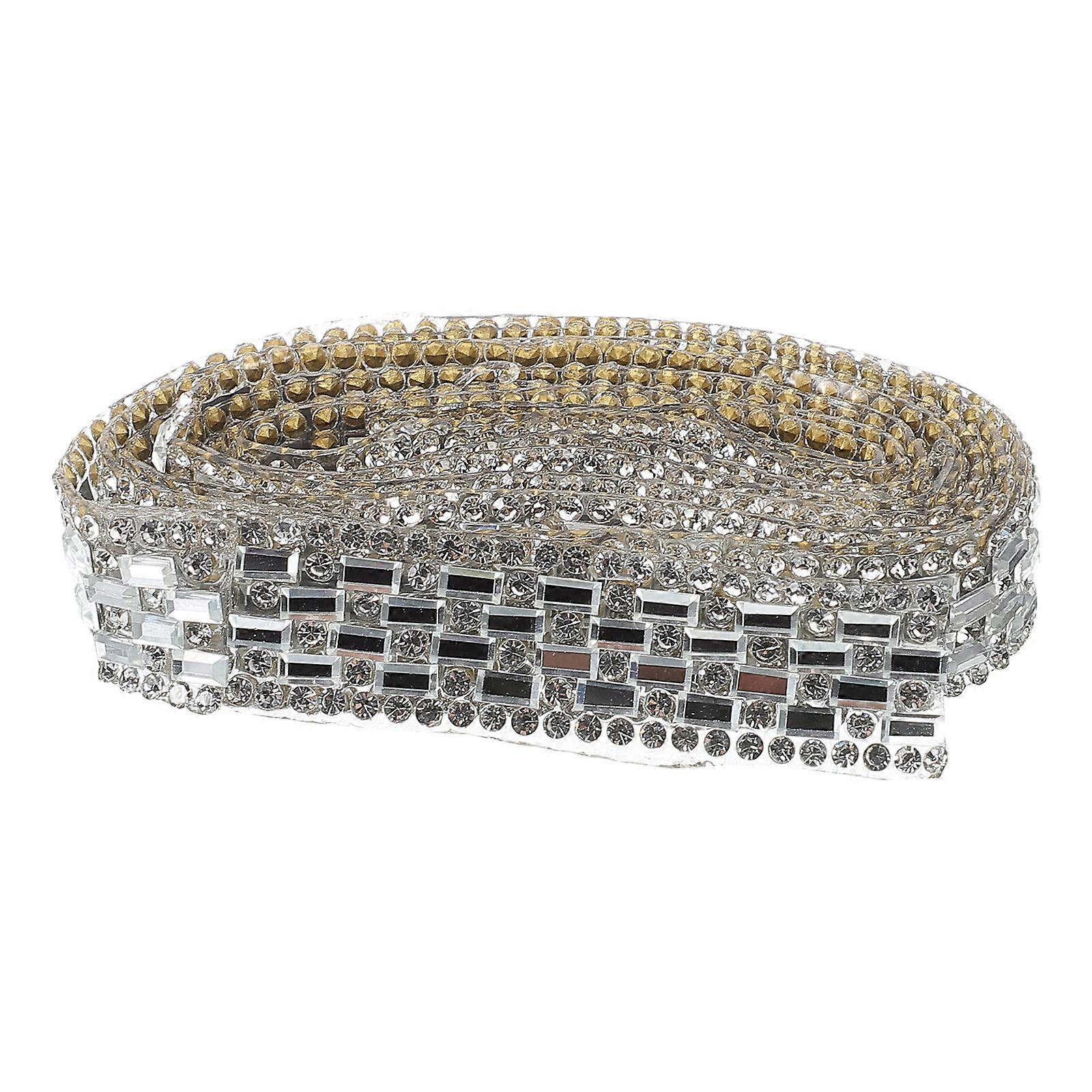 Rhinestone Iron On Ribbon Roll Wide Self Adhesive Craft Strip for Clothes, Bags, Shoes, DIY Home Decor & Festival Accessories