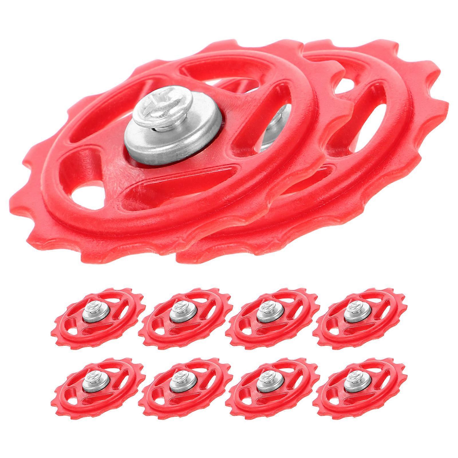 Rear Derailleur Pulley Roller Wheel For Mountain Biking Red 5.00X5.00X2.00CM 10Pack