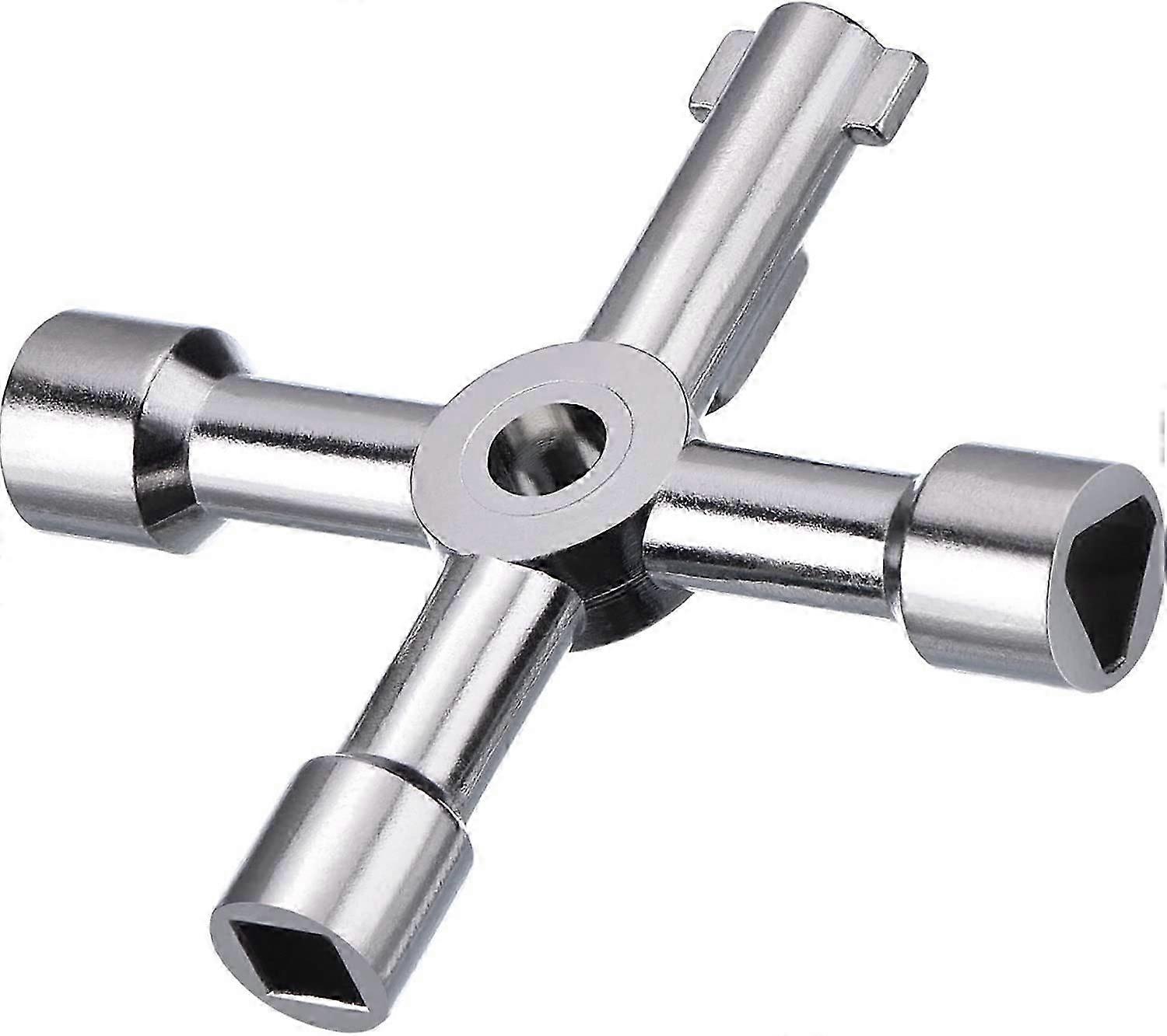 Meter Box Key Gas Key Meter Key 4-Way Multi-Functional Utilities Key for Electric Cupboard Cabinet Opening Key (Silver)