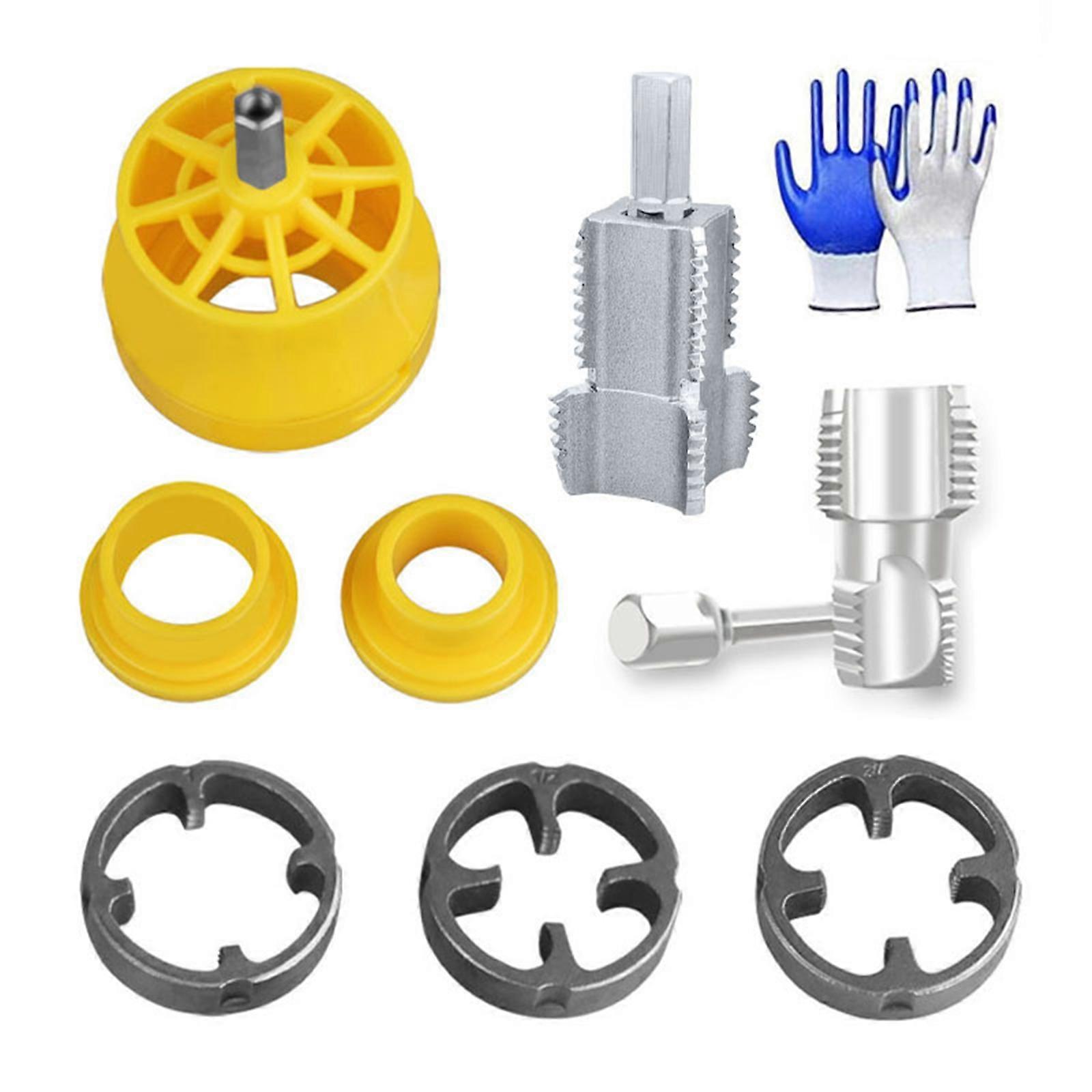 PVC Thread Maker Tool Pipe Threader Plumbing Tool Kit Pipe Threader Set With 1/2inch 3/4inch Dies Plastic Pipe Tap
