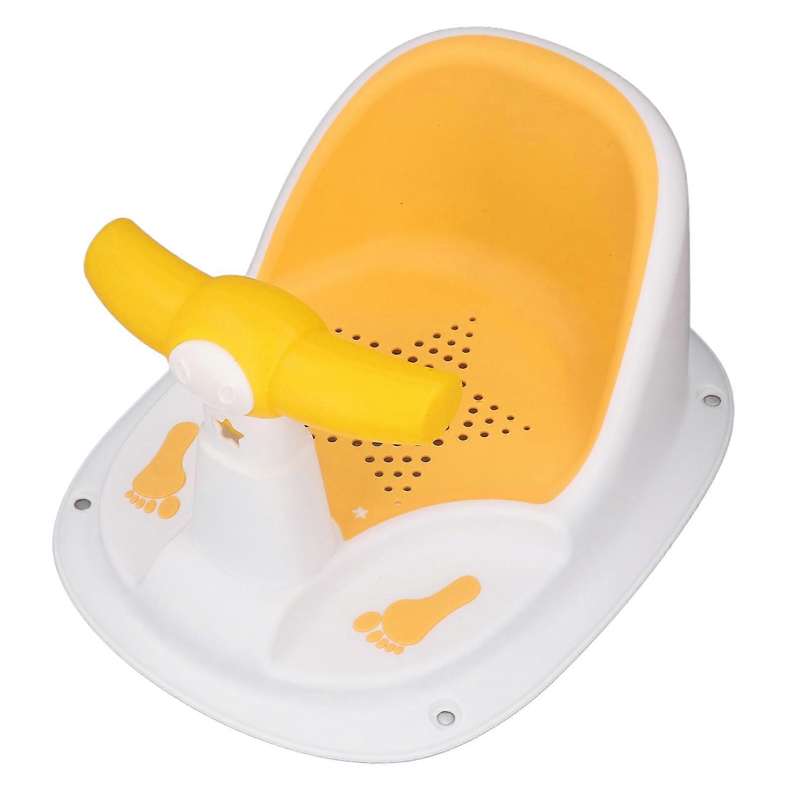 Infant Bath Seat with Backrest, Strong Suction Cups, Yellow White