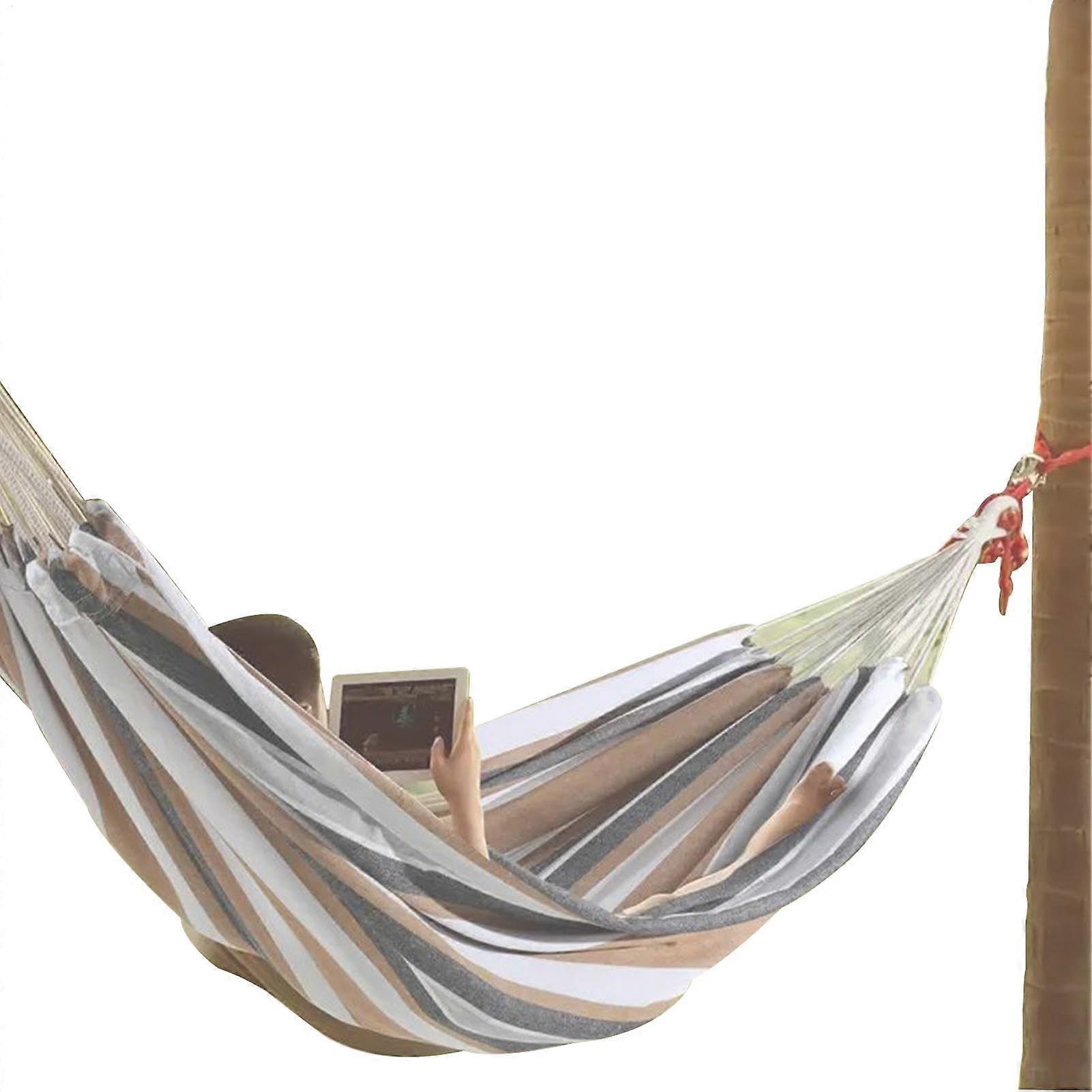Outdoor Hammock Two-Person Striped Beach Swing Thickened Tree Hammock With Organizer Bag 102.36x59.06 Inches Indoor Use