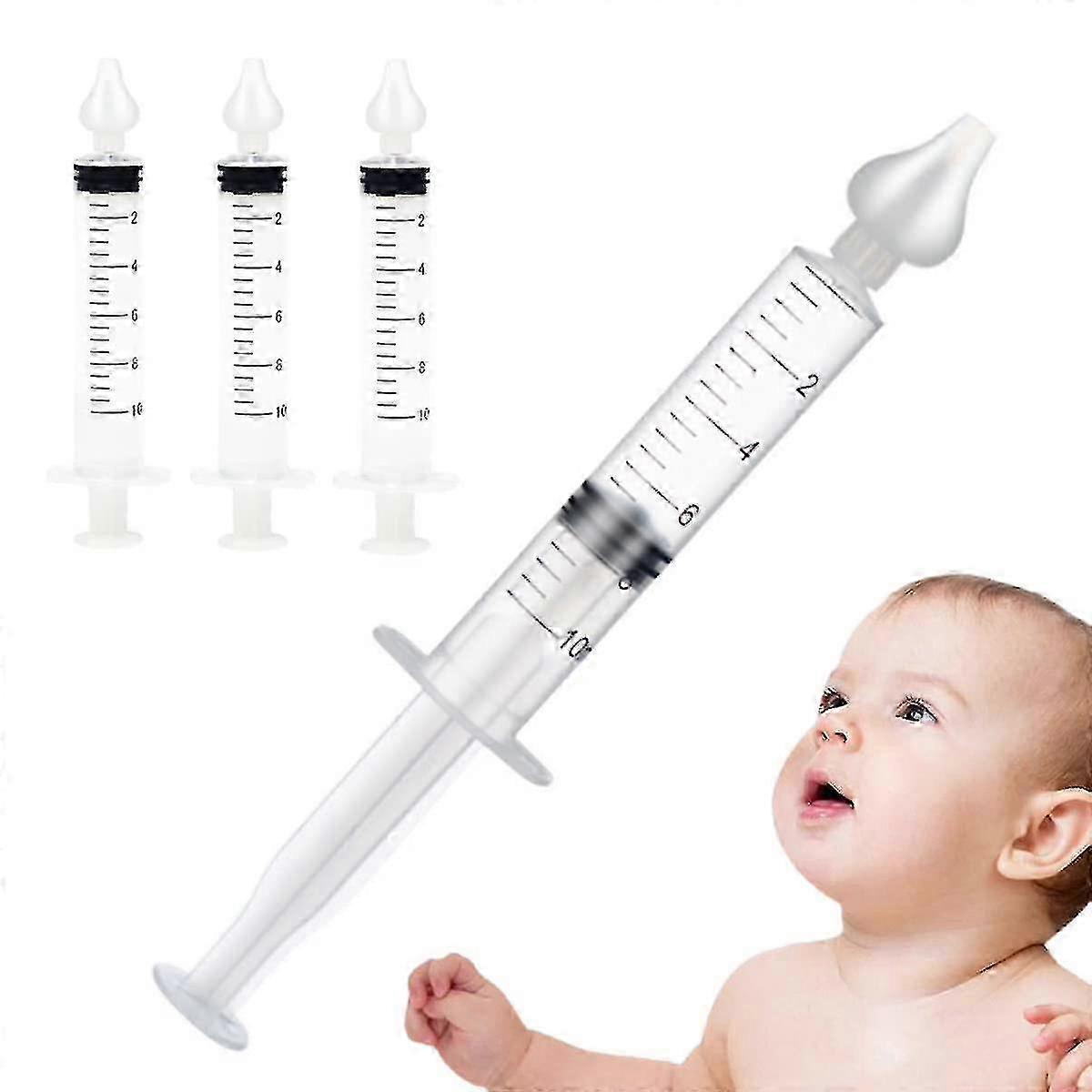 4 Pcs Portable Infant Nose Cleaner with 10ml Syringe and Reusable Silicone Suction