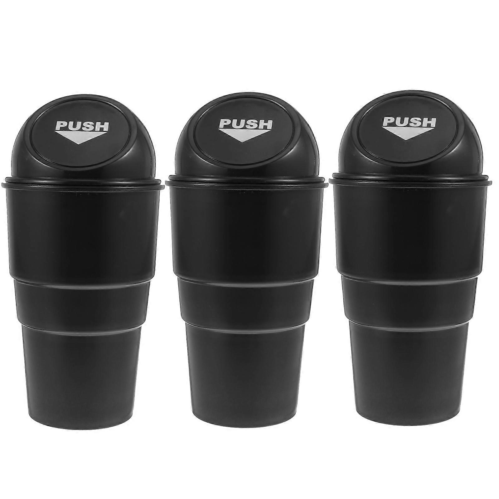 3pcs Multi Functional Car Trash Holders, Durable Storage Boxes for Vehicle, Office, Home Use, Black Garbage Cans for Organized Spaces
