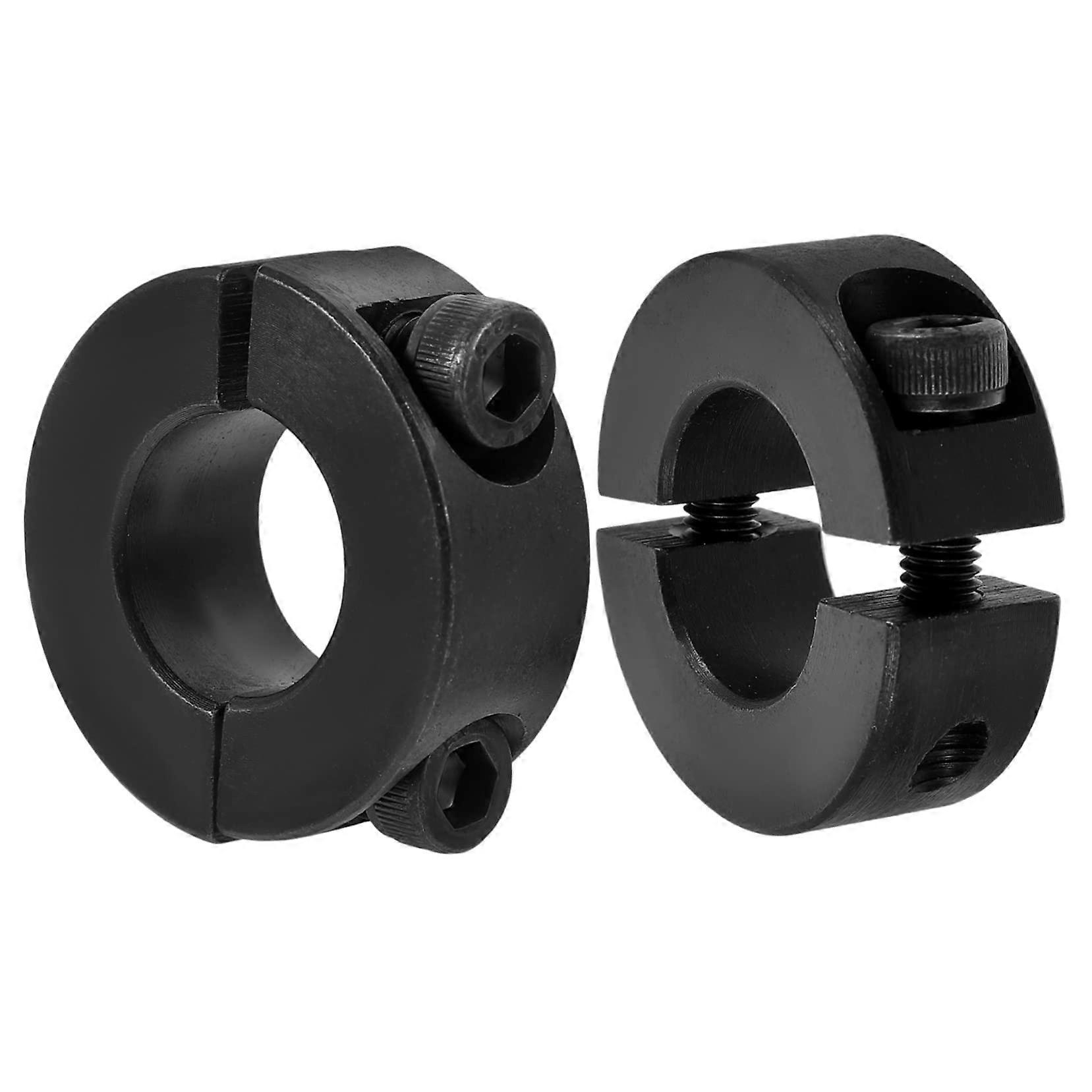 Steel Retaining Ring Clamping Collar Set of 2, Split Shaft Cuffs, Fixed Closure, Black Screw Shaft Collar, 1-Inch Size