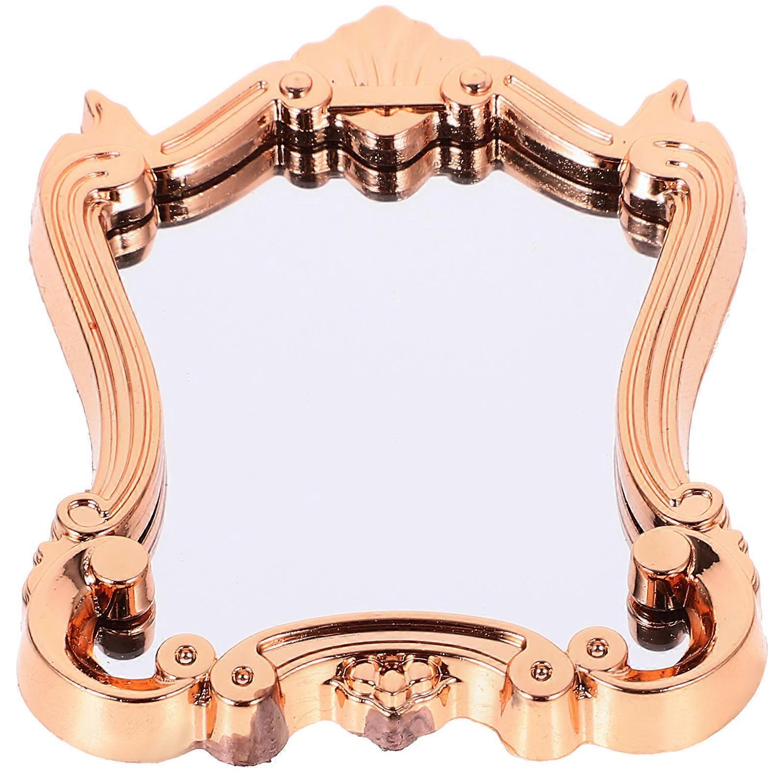 Baroque Style Miniature Dollhouse Bathroom Mirror – Decorative Compact Accessory for Dollhouses and Home Play场景