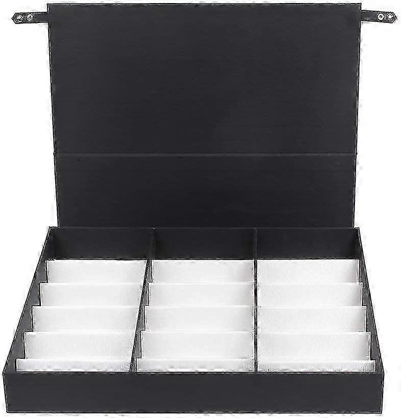 Pu-Lederbrille Präsentationskoffer, Organizer Sortierbox, Sun Storage Rack Halter Container, Schmuckuhren Vitrine W / Fold Fußtablett - 18 Raster