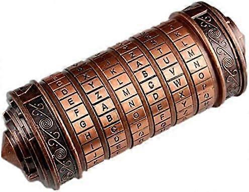 Da Vinci Code Mini Cylinder Lock Box Cryptex Puzzle Gift for Her (Red Bronze)