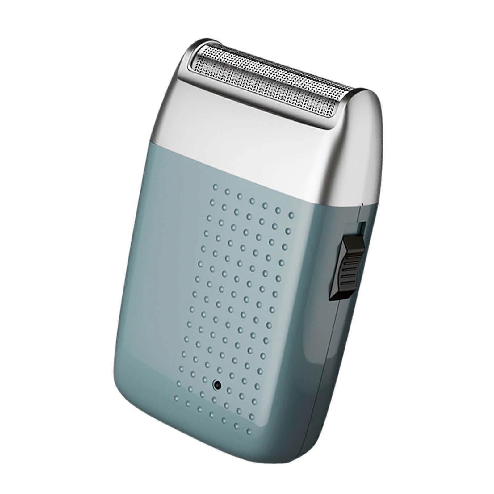 Mini Electric Beard Trimmer Compact USB Rechargeable Facial Hair Remover for Travel and Office Use, Blue Color