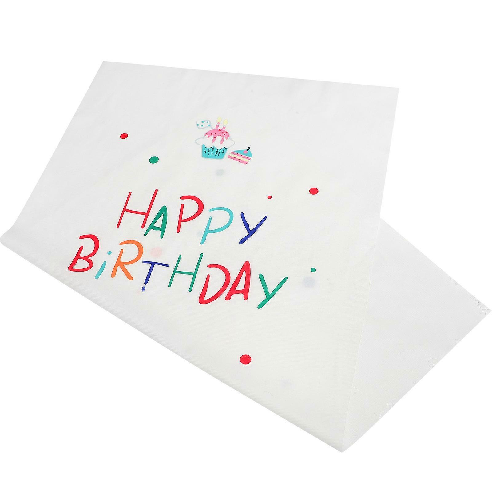 Photo Background Decoration Happy Birthday Backdrop 80x50cm White Polyester For Party Organizers 1Pack