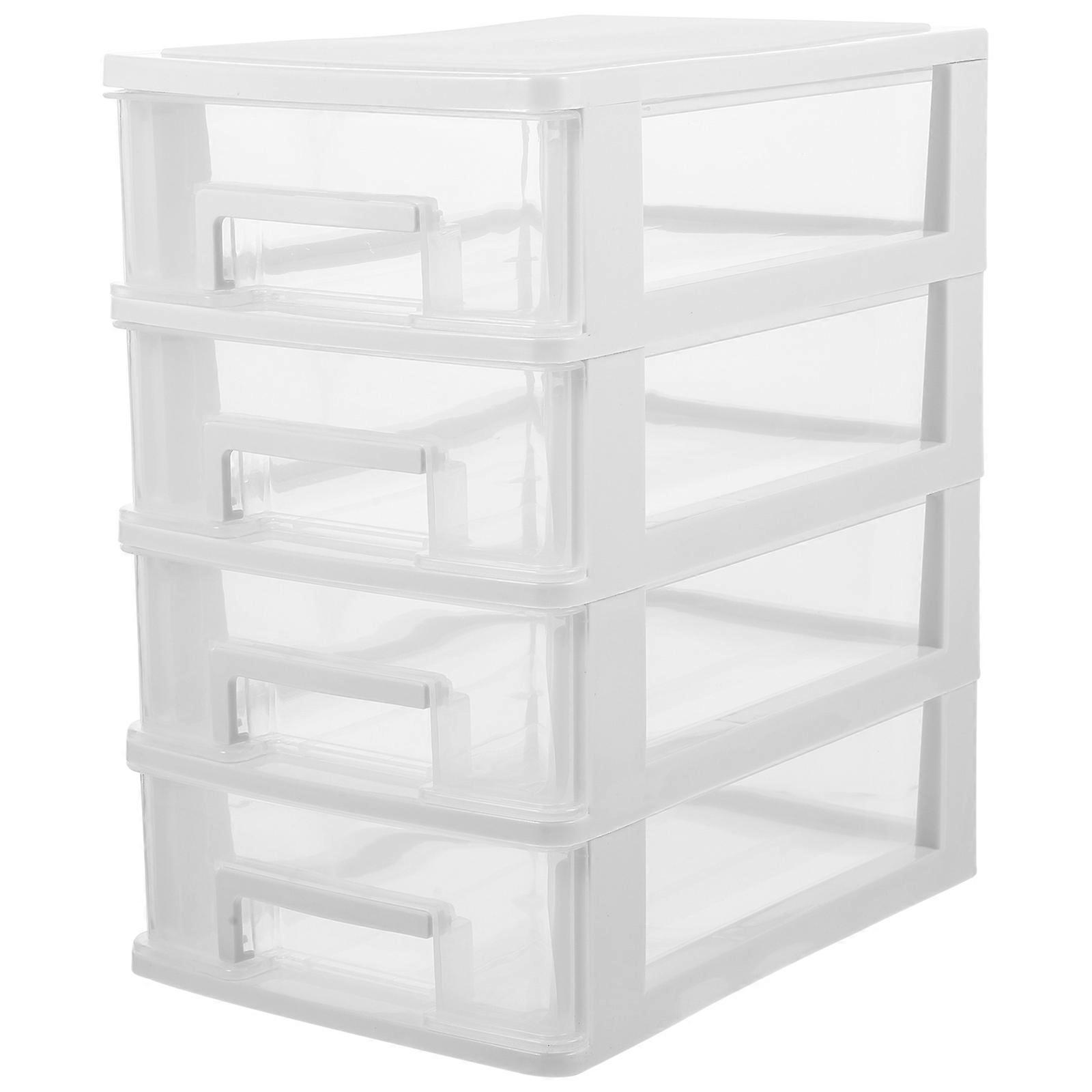 Transparent Desktop Drawer Organizer Cabinet, Multi Functional Stackable Storage Box for Stationery, Makeup & Small Items, Space Saving Design for