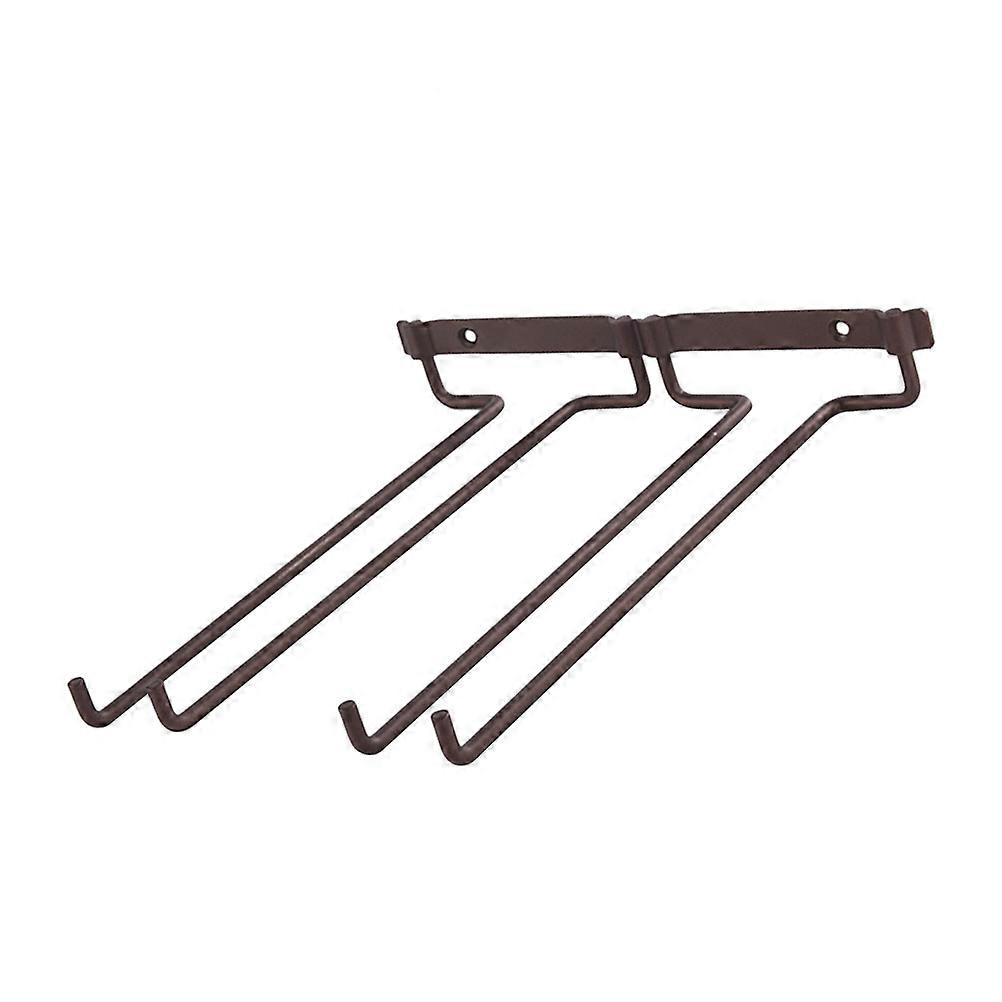 Wineglasses Display Rack Goblet Holder Frame Double Rows Kitchen Use Iron Material Light Brown 26x25x4cm 1Pack