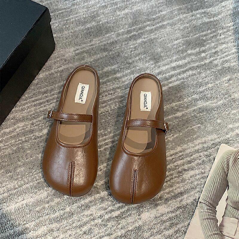 Leather Soft-Soled, Flip-Top, Half-Slipper For Women To Wear Outside, Spring And Summer, One-Step, Lazy Flat Slippers