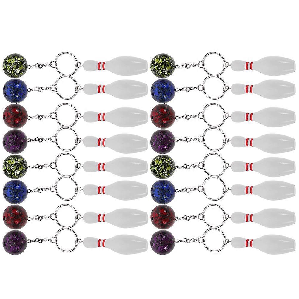 Decorative Bowling Keychains Simple Design Lightweight Bag Decoration Men Women 16Pcs