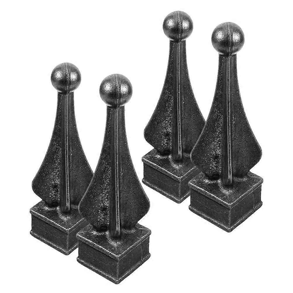 4pcs Decorative Iron Fence Post Caps with European Design for Outdoor Garden Toppers Installation