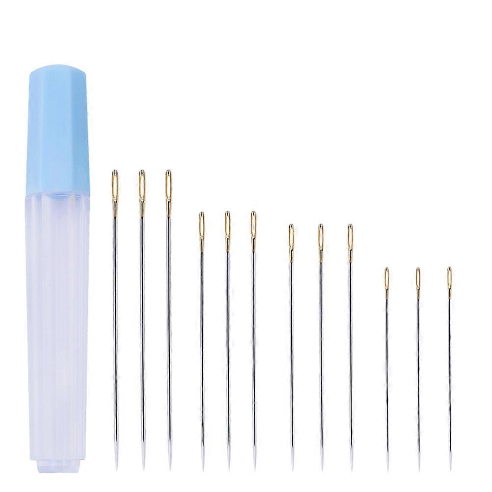 Knitting Needle Set Four Sizes Anti-Rust Corrosion Resistance Large-Eye Pointed Needles Sewing Crafts 12Pcs