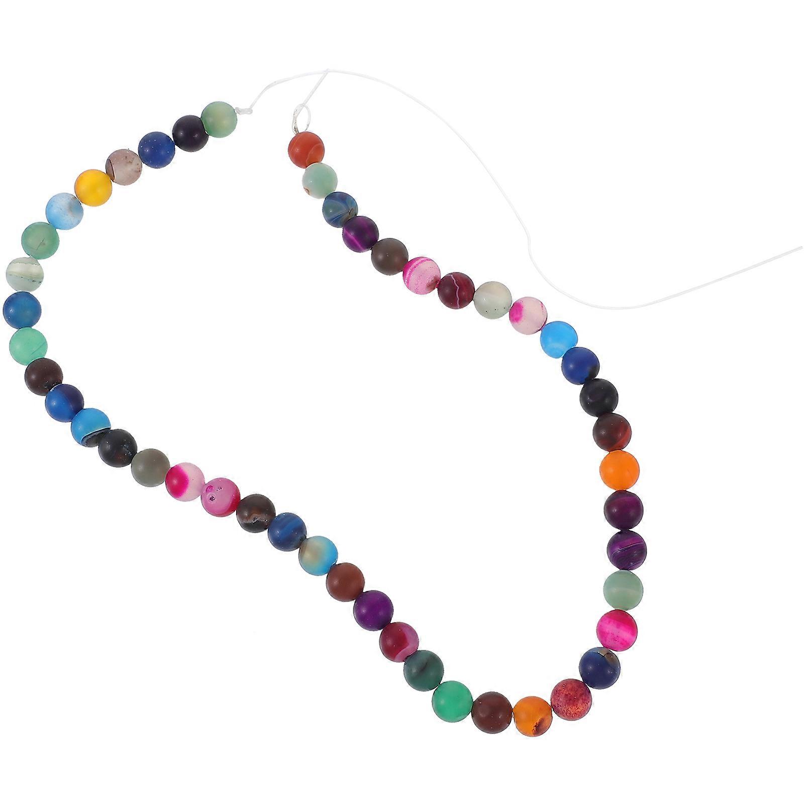 Spacer Beads For Jewelry Making Agate Multi-Colored Striped 0.8Cm X 0.8Cm Diy Activities Headdress 47 Beads Per String