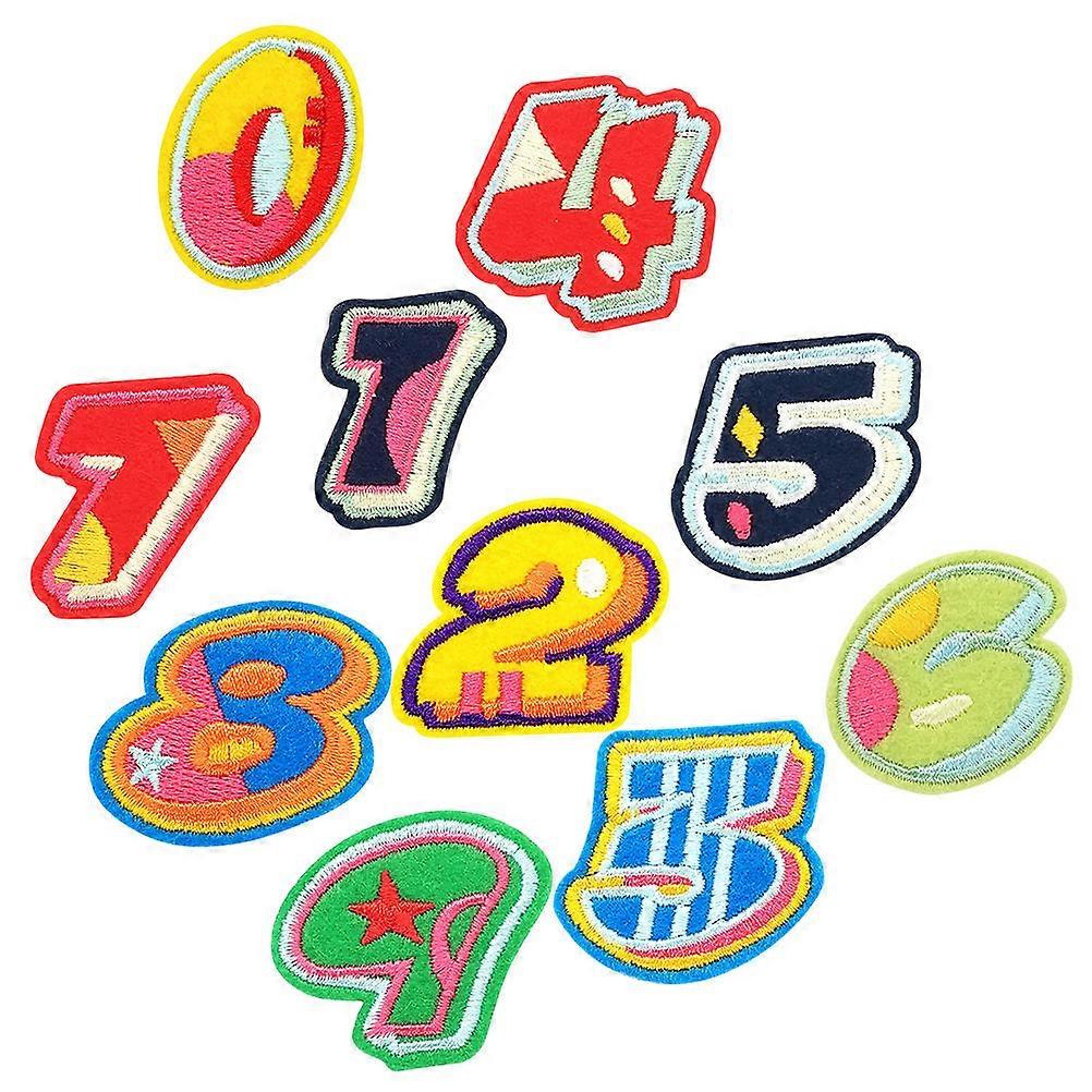Numbers Cloth Patch DIY Applique Assorted Color 2.6x3.5cm Photo Shoots 10Set