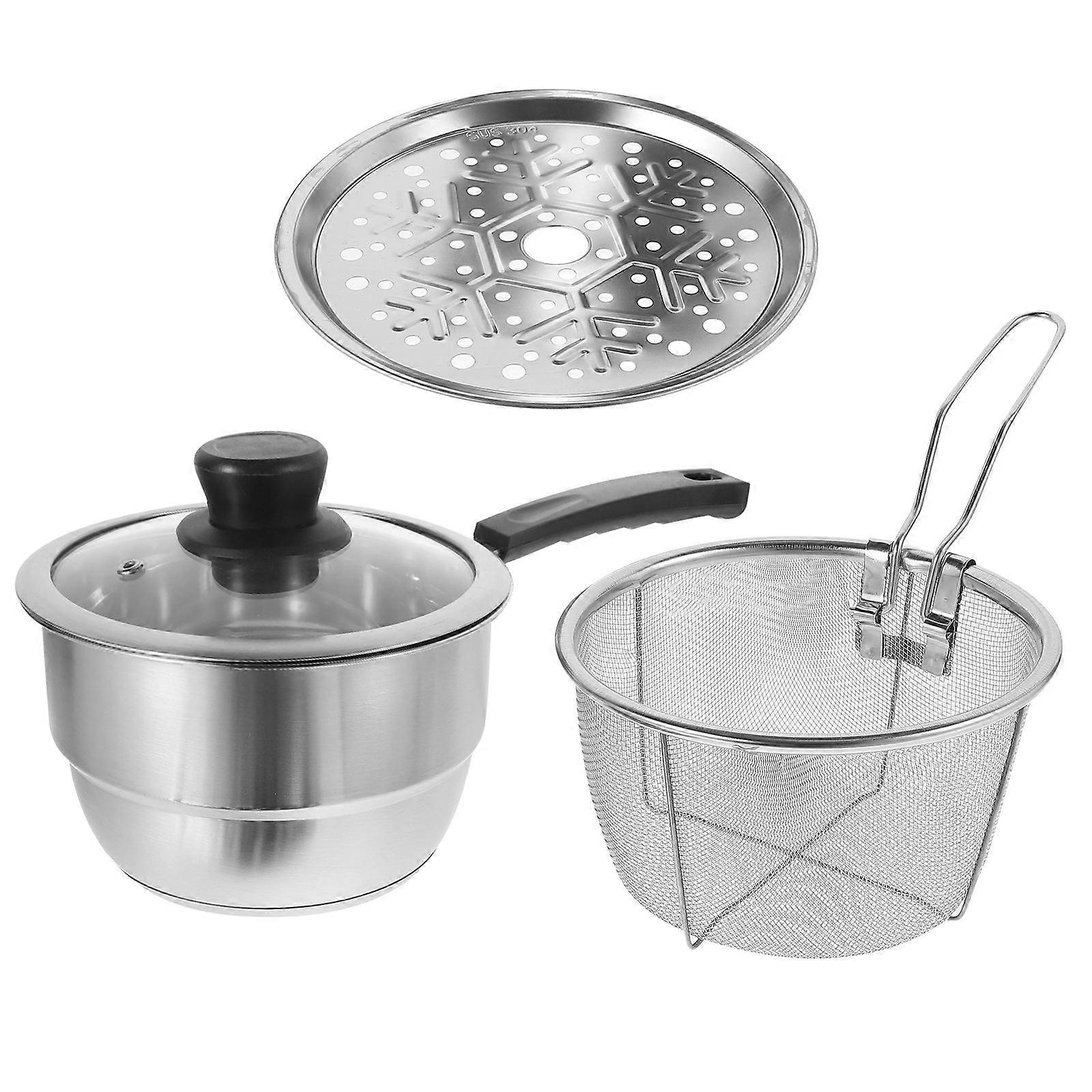 Stainless Steel Pots Milk Pot Practical Design High Temperature Resistant Quick Frying 34 4x17 5cm 1 Set
