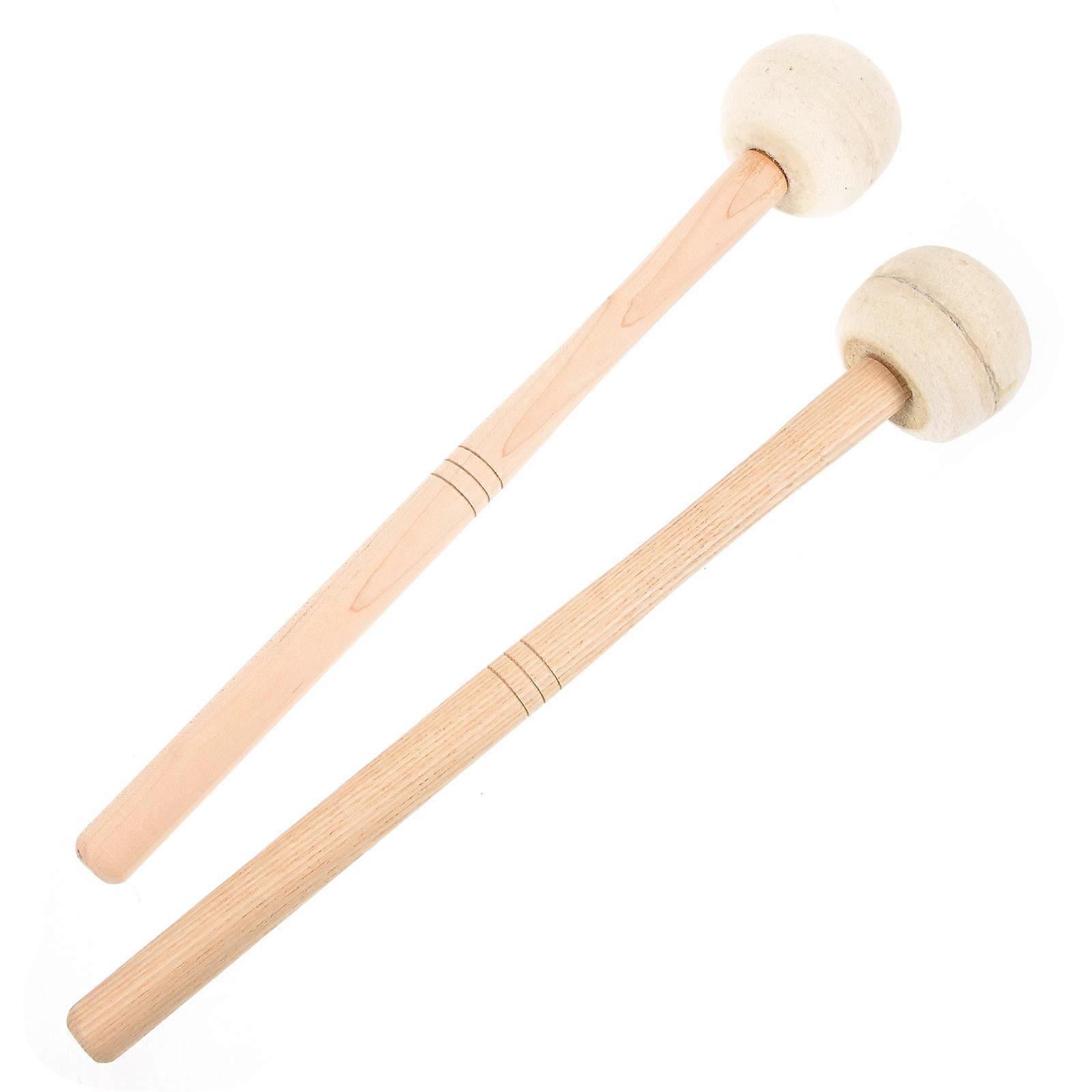 Bass Drum Mallets with Wooden Handles 2pcs Comfortable Grip Percussion Sticks for Bass Drum and Musical Instruments Slip Felt Drumsticks for Easy
