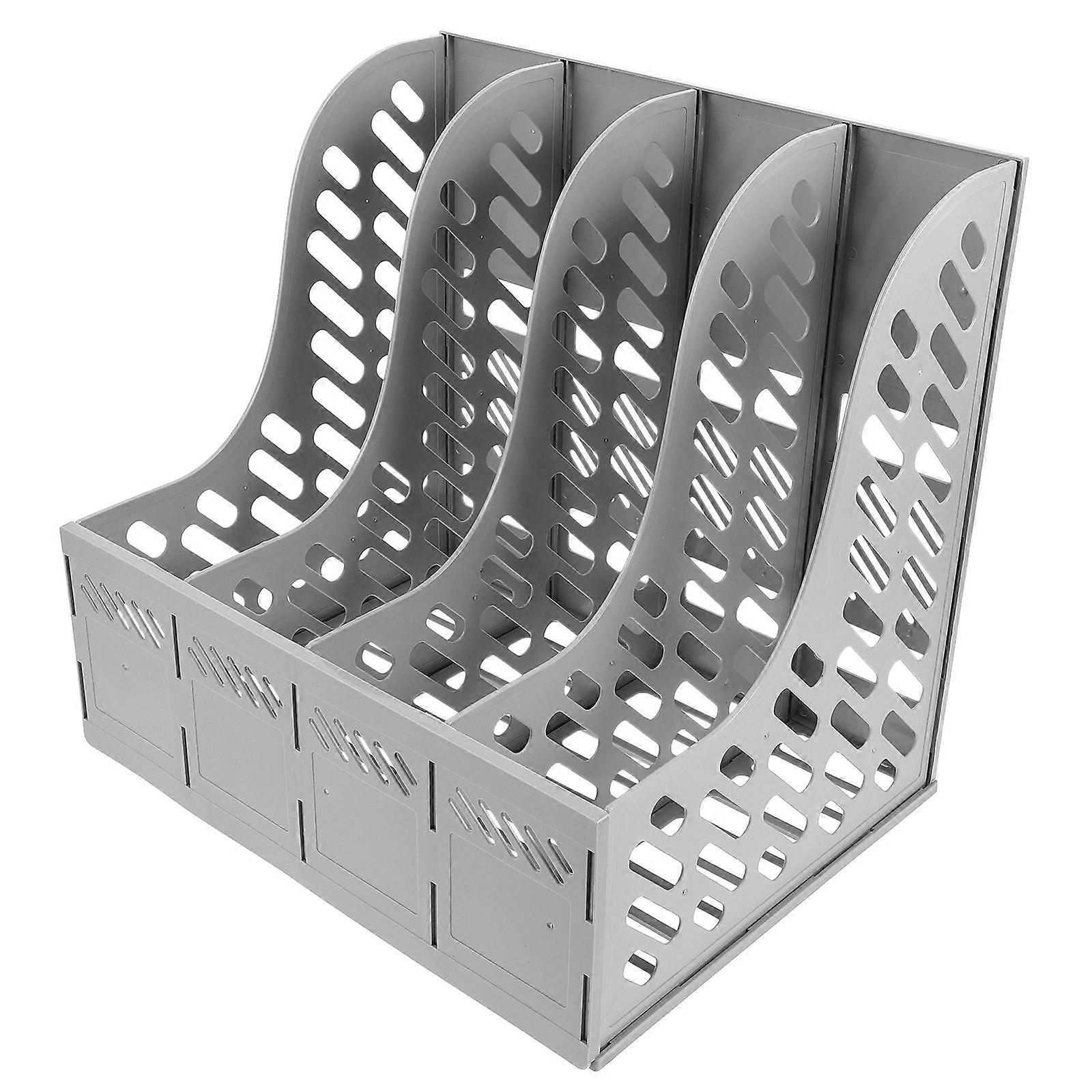 Desk File Organizer Modern Design Rectangular Storage Rack For Professionals And Students Grey 32.00X29.00X25.50CM 1 Set