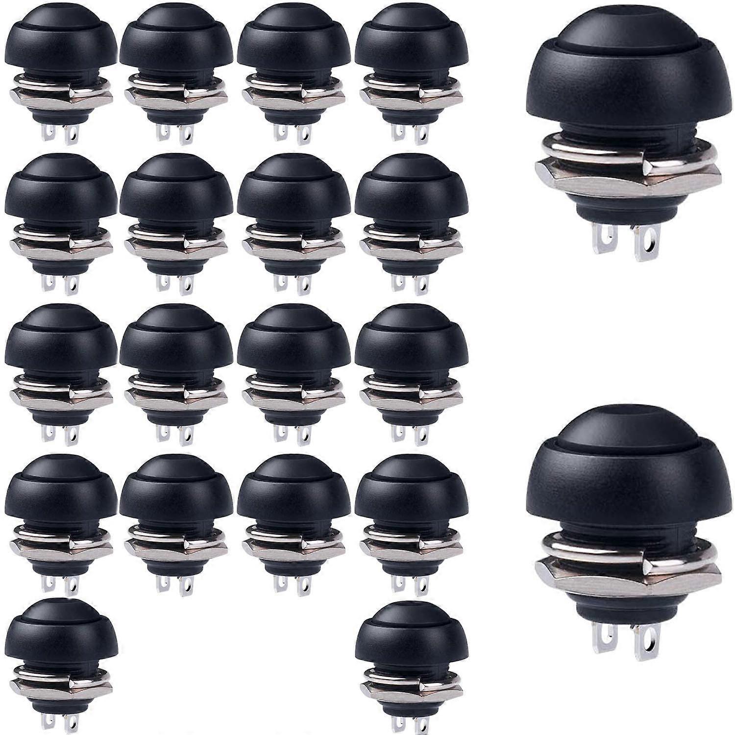 12 mm Black Waterproof Momentary Push Button, SPST ONOFF AC 250 V/3 A