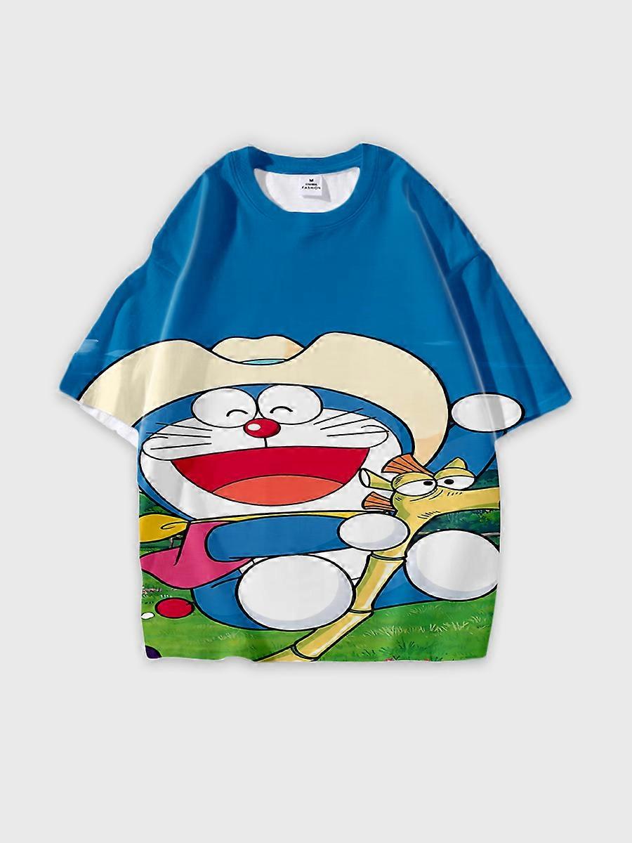 T-shirt round neck Cartoon Pattern loose short sleeve A95