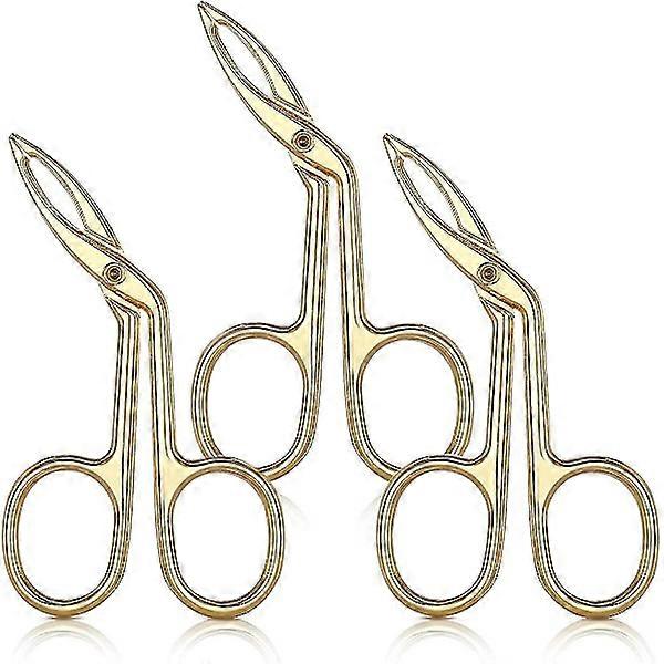 Tweezers for eyebrows, scissors for eyebrows, hair plucker with straight tip (gold plated, 3-pack)