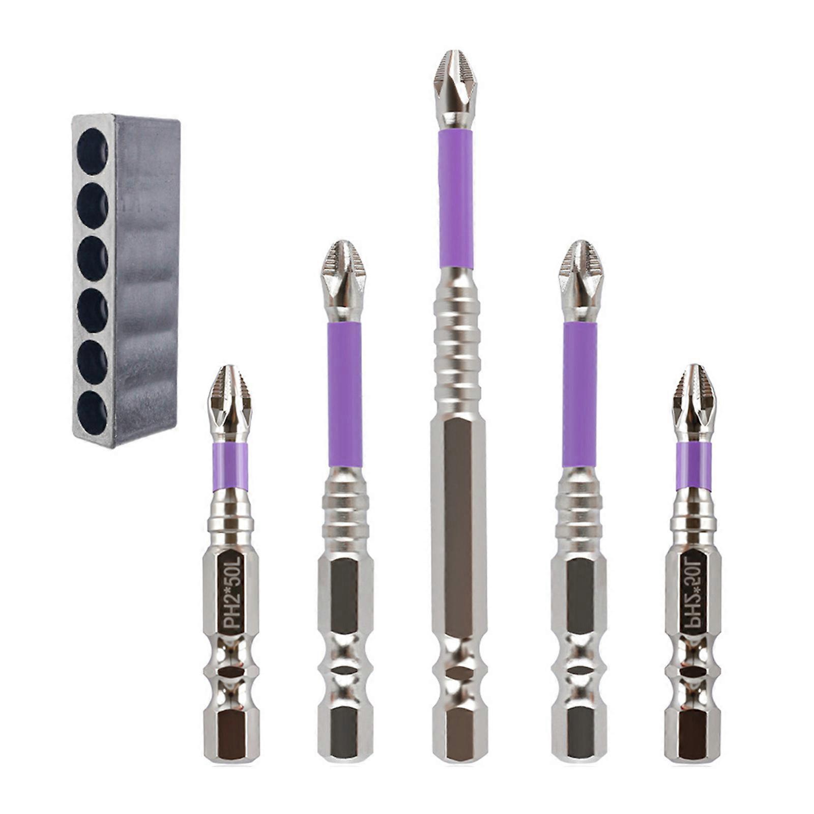 6Pcs K5 Power Drill Bit Magnetic Impact Drill Magnetic Screwdriver Bit Magnetic Antislip Screwdriver Bit Set Multicolor