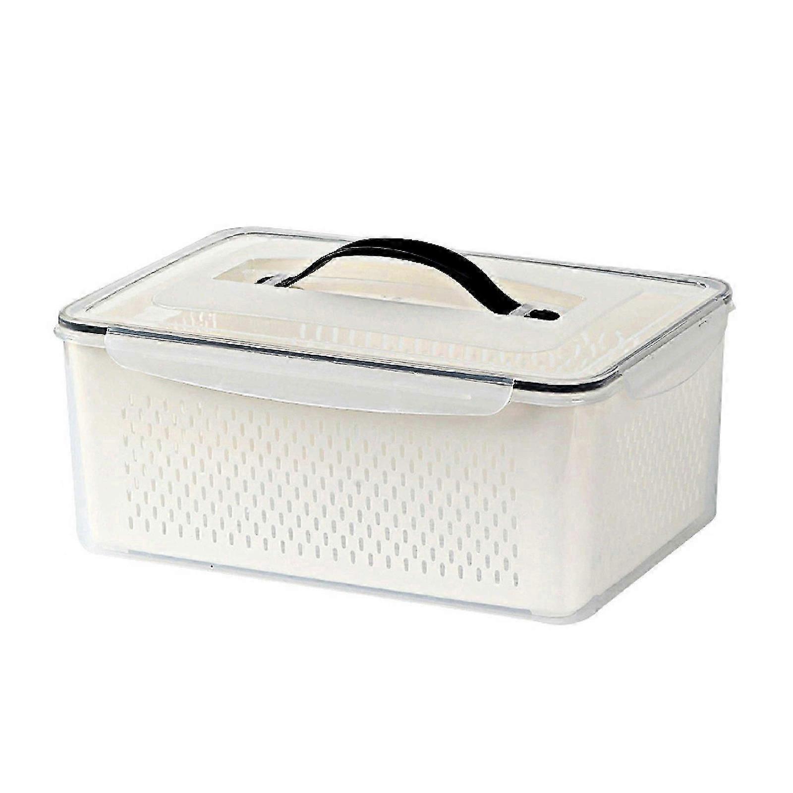 Convenient Storage Box With Drain Basket Sealed Refrigerator Crisper Vegetable Fruit Container Kitchen Organizer