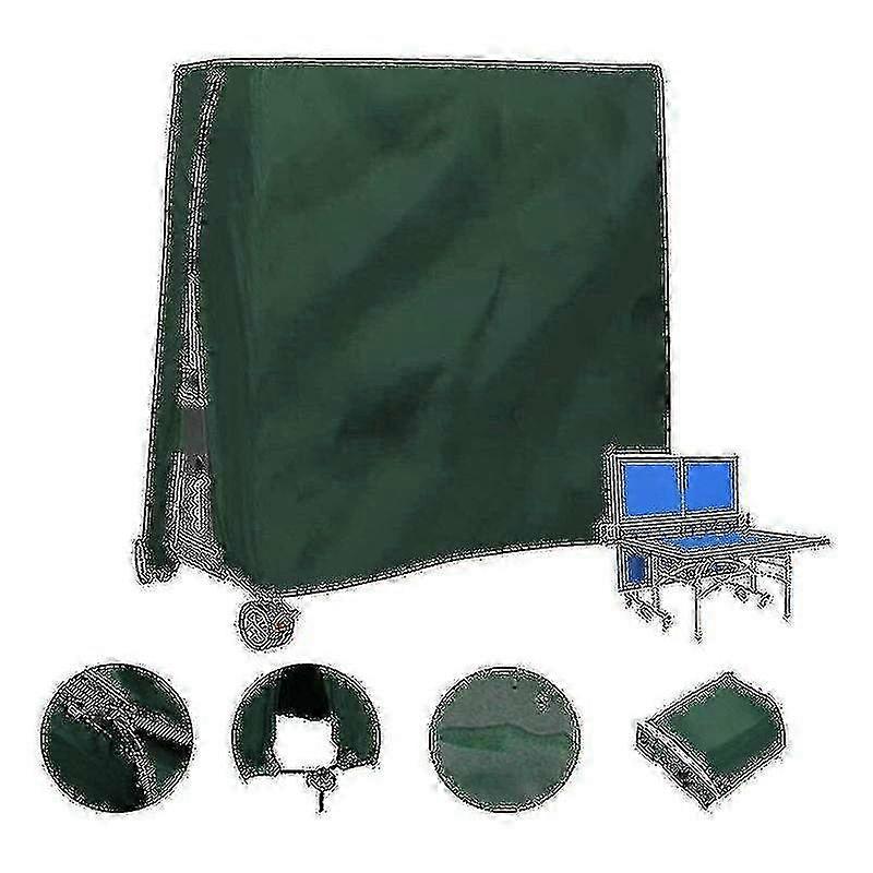 Outdoor Ping Pong Table Waterproof and Dustproof for All-Weather Use, Standard Size 165 x 70 x 185 cm in Green