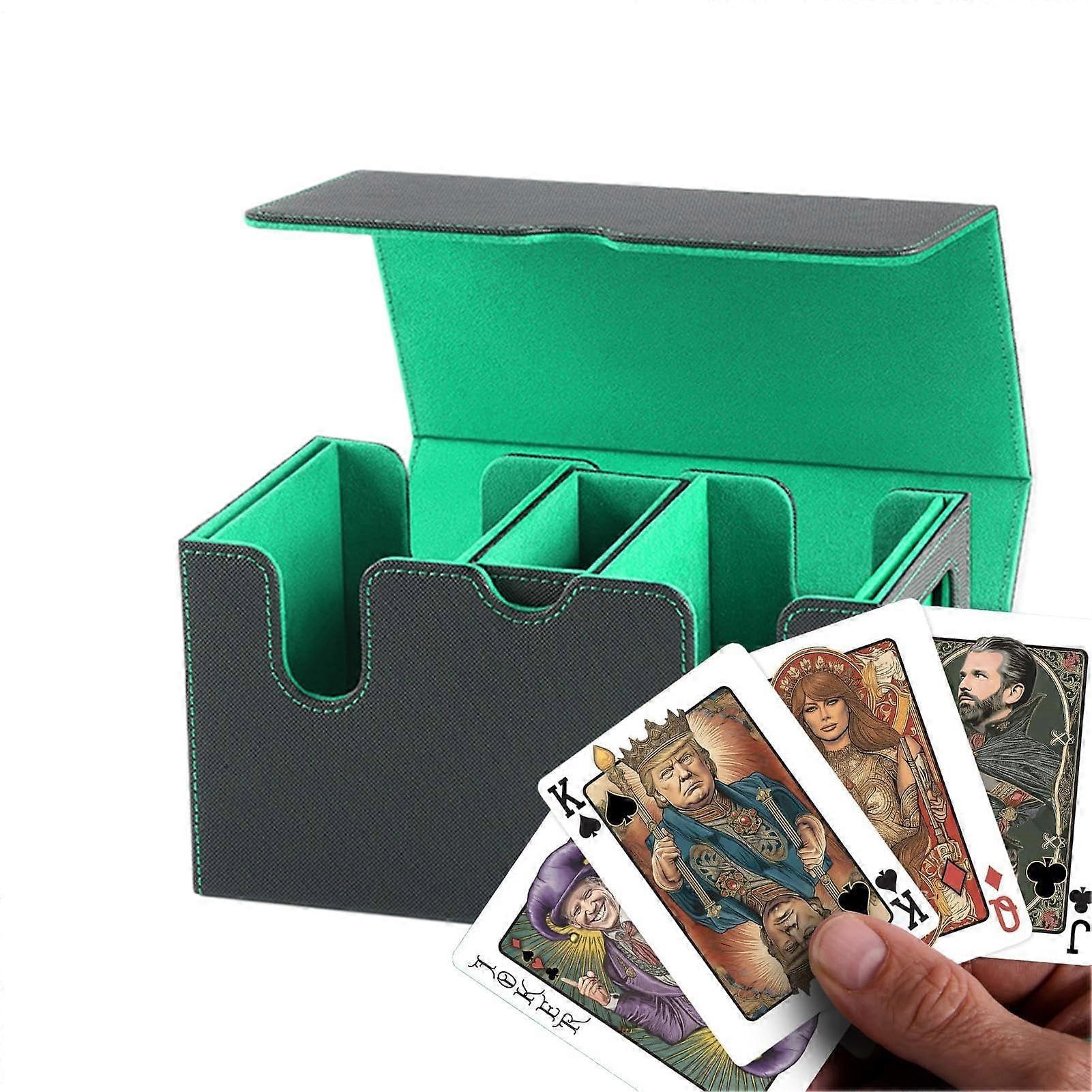 Collectible Card Binders – Two compartments, magnetic collectible card binder with dice tray, detachable organizer for games, collection green