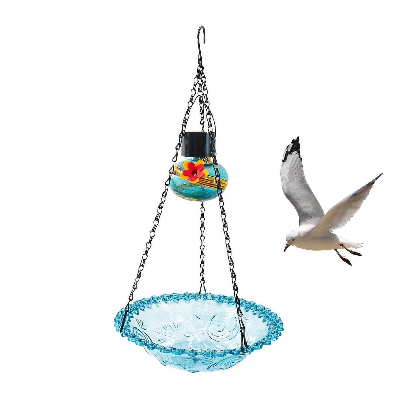 Bird Feeder for Outdoor Use - Blue Rustproof Weatherproof Decorative Bird Bath for Garden Patio Balcony Mounting