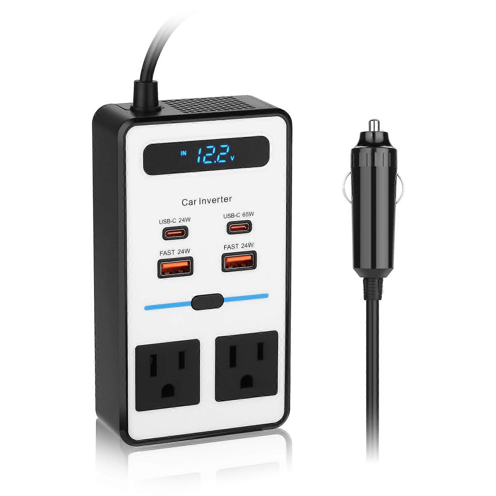 Versatility 200W Car Power Inverter With USB C Port And Double AC110v Outlets For Travel Convenience 60Hz Output Adapter Multicolor