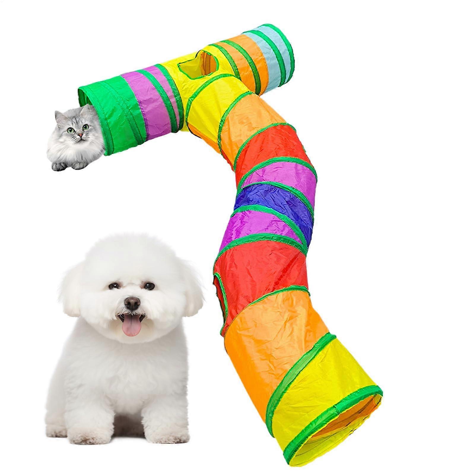 Cat Tunnels and Tubes Large Indoor Play Tunnel Collapsible Kitten House with Window for Small Breeds and Indoor