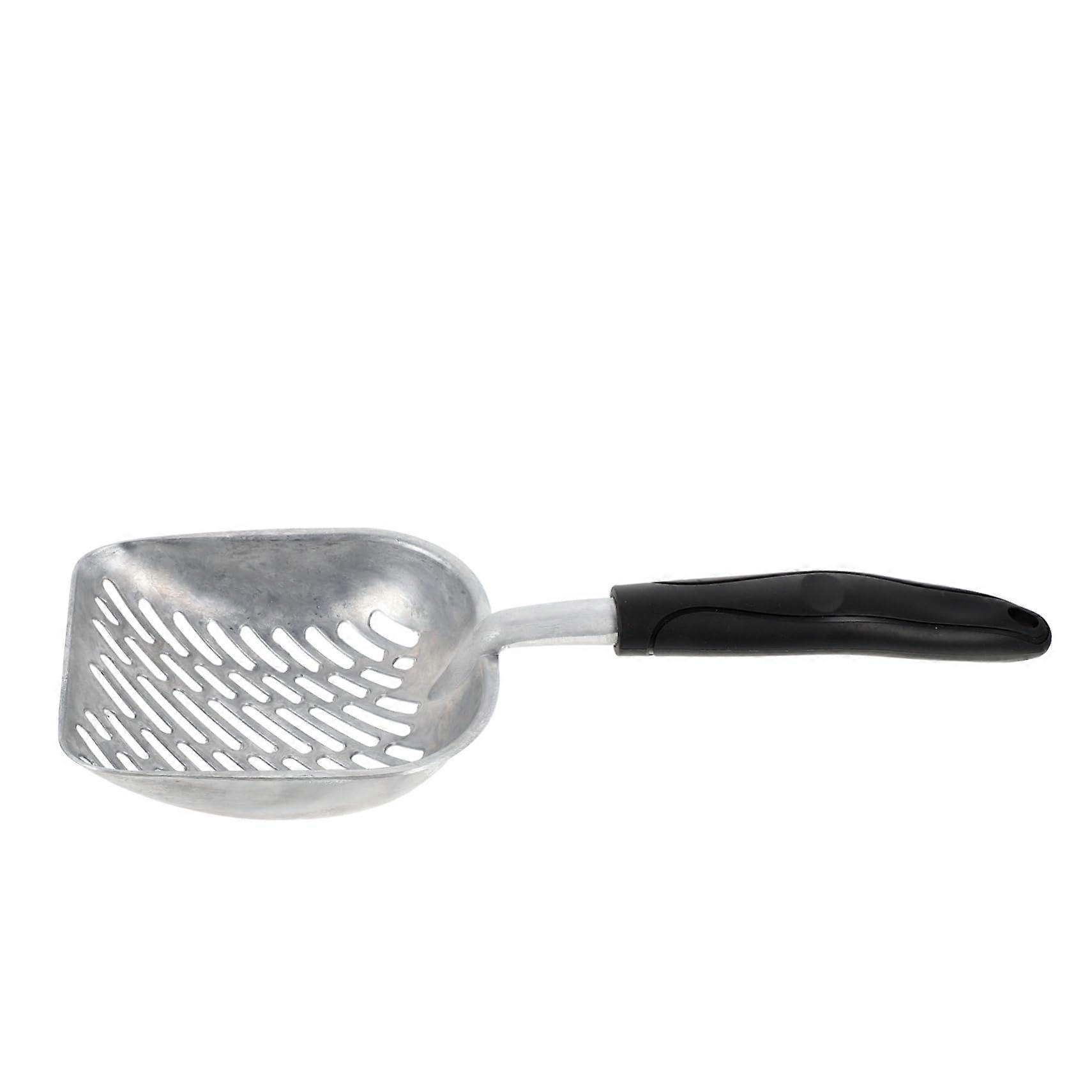 Cat litter scoop with long handle, effective cleaning tool for cat litter boxes, suitable for waste types, durable and practical for cat owners.