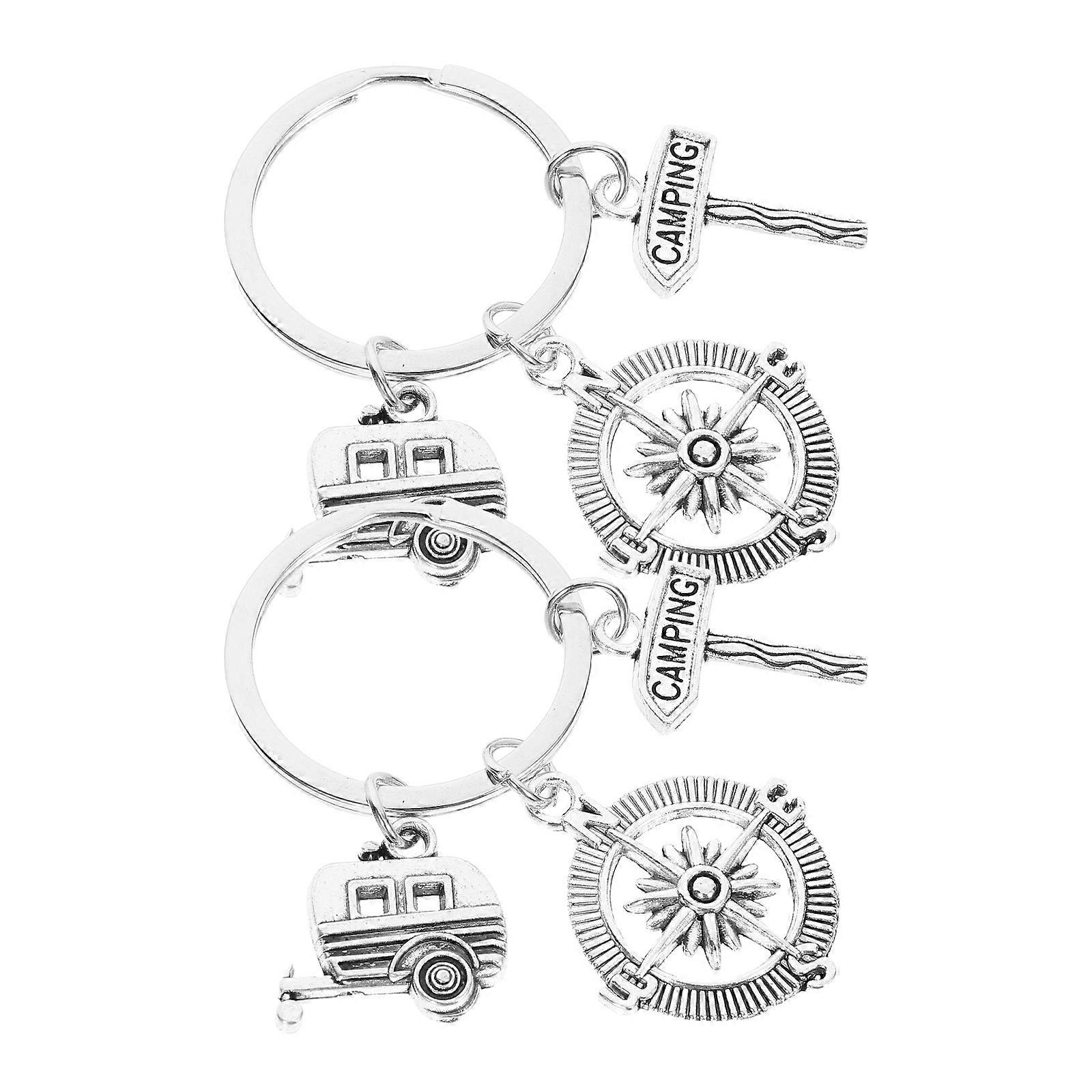 Camping Keychains 2Pcs Silver Key Rings with Durable Material for Hanging Keys