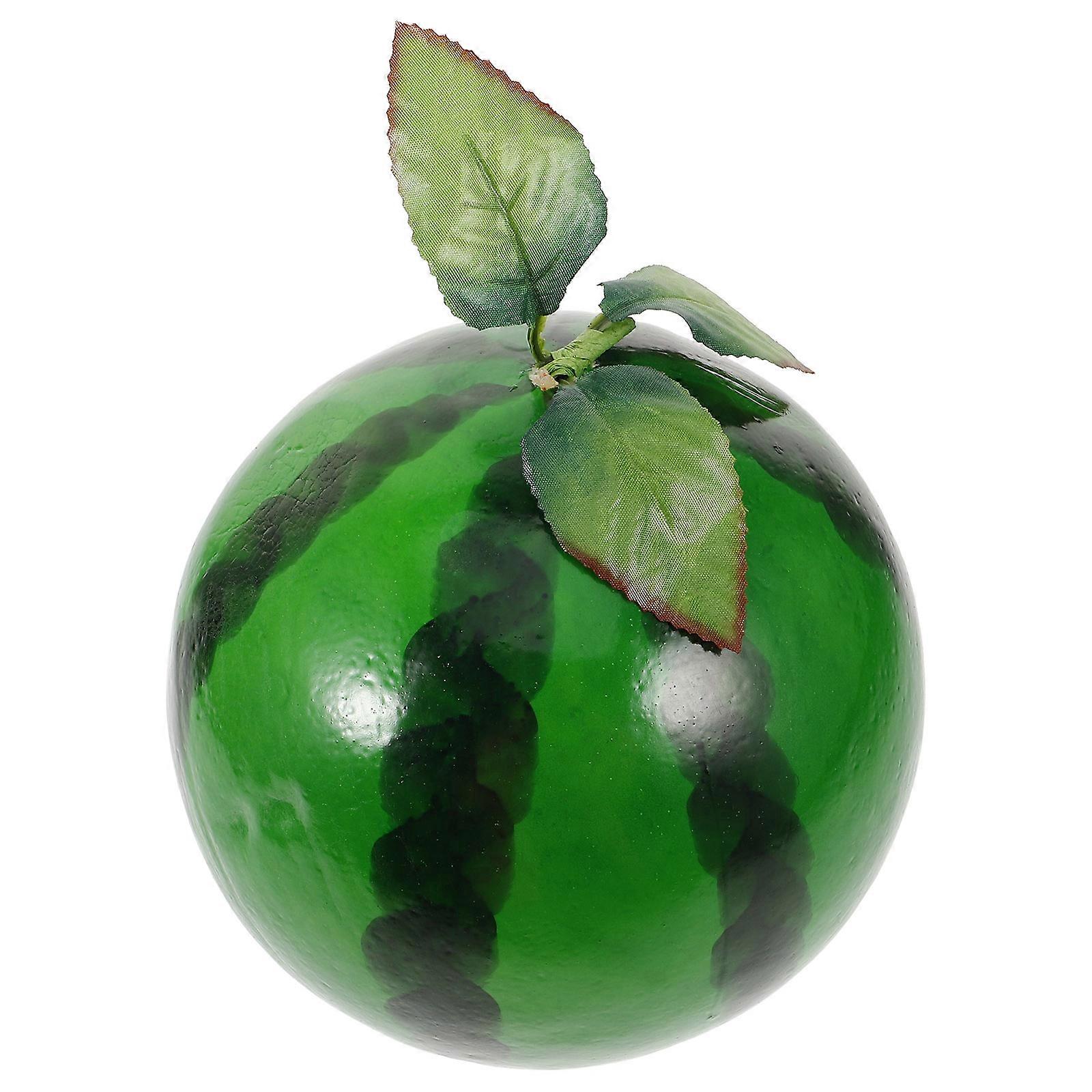 Round Watermelon With Leaves Artificial Decoration For Home And Photography Events Compact Design 1 Pcs