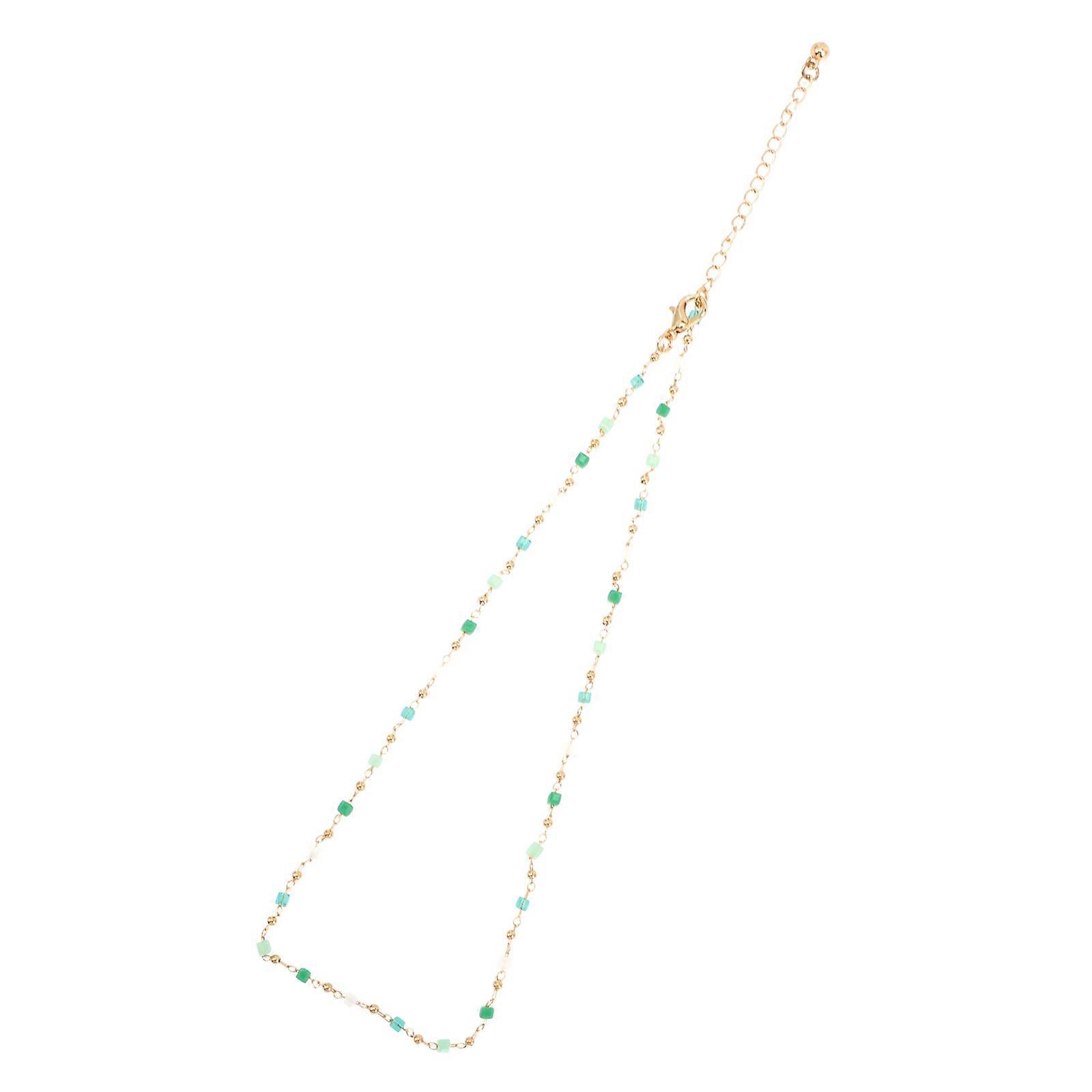 Here's a refined and concise product description based on your input:
**Minimalist Green Beaded Choker Necklace**
Elegant and lightweight, this