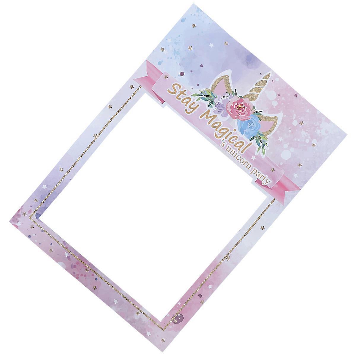 Multi Color Unicorn Themed Paper Photo Frame Perfect For Birthday Parties And Celebrations Size 48 X 68 Cm As A Selfie Accessory 1Set