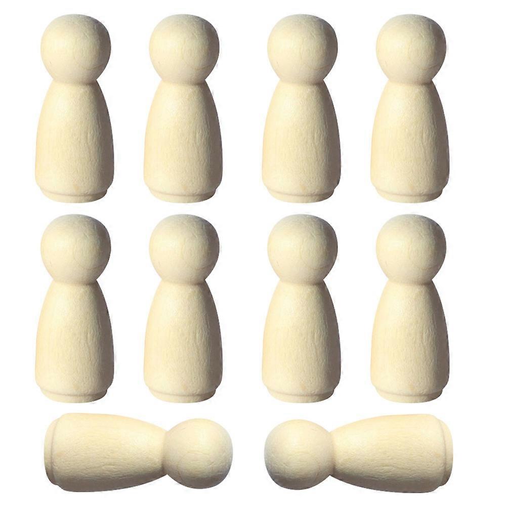 DIY Wooden Dolls for Decorating Khaki Unfinished Blank Design with Simple Appearance 12Pcs