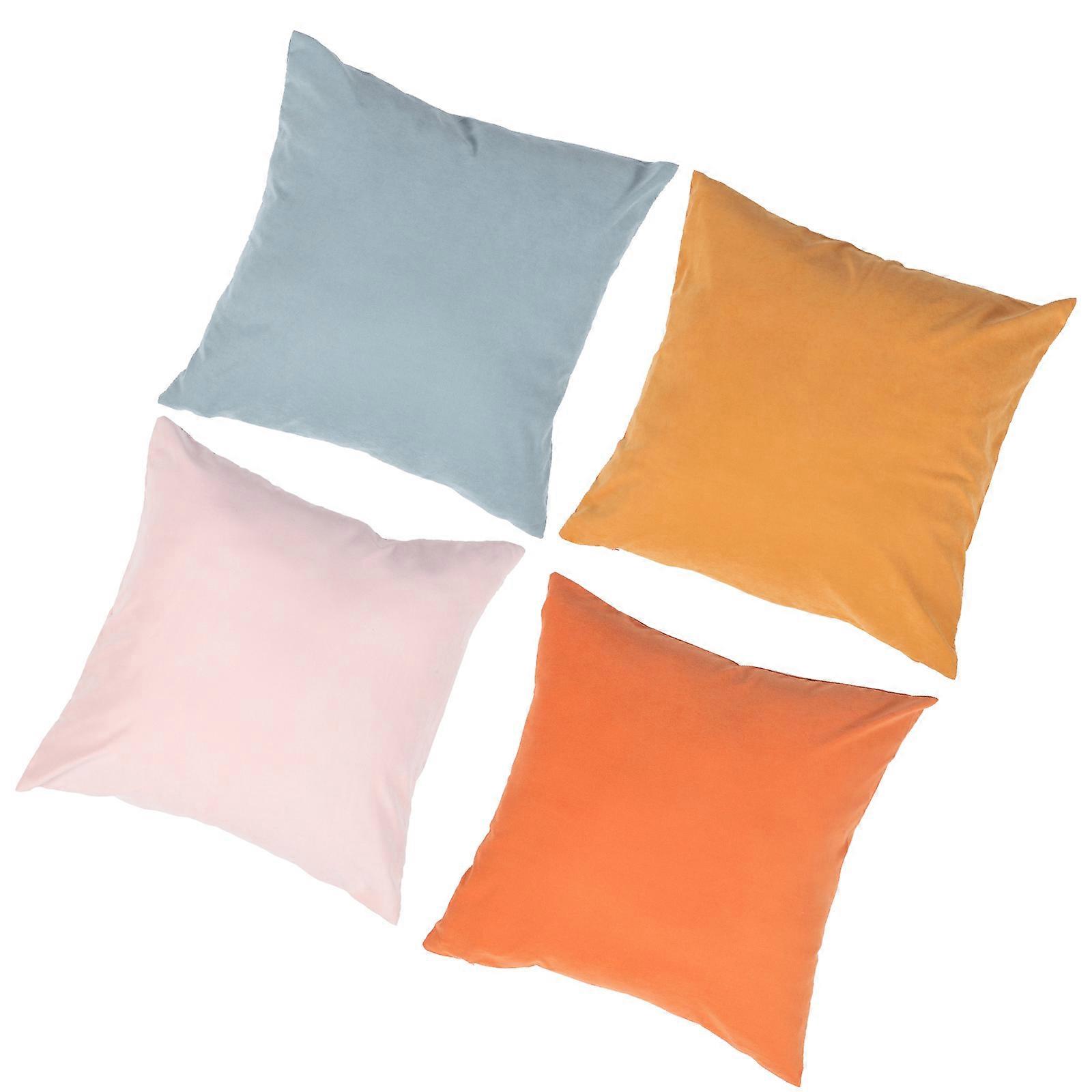 حقائب وسادة 4 قطع غطاء زخرفي ناعم متنوع اللون مربع شكل ديكور مقهى