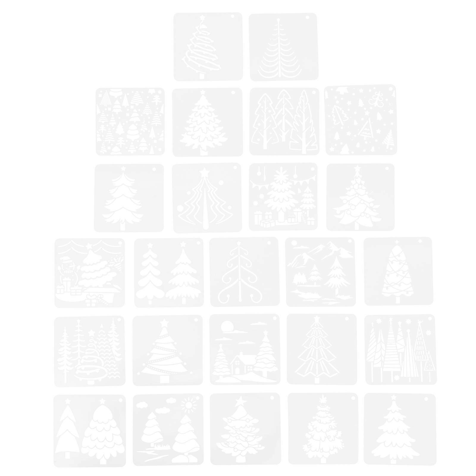 25Pcs Transparent Decorative Spray Stencils For Craft Enthusiasts 10X10cm Christmas Patterns Creation