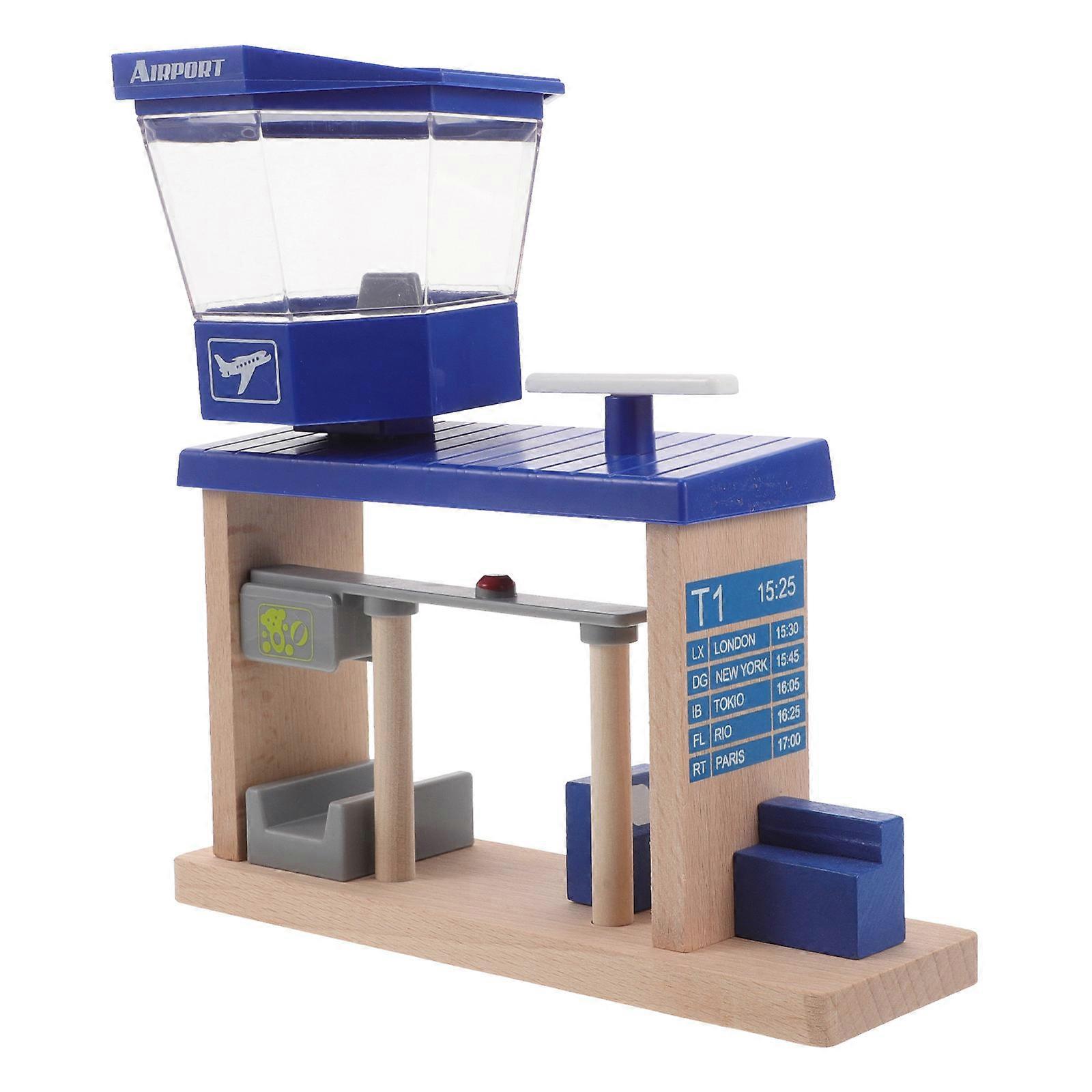 Wooden Airplane Station Model Interactive Role Play Accessory for Fine Motor Skills and Cognitive Development Creative Design for Imaginative Play