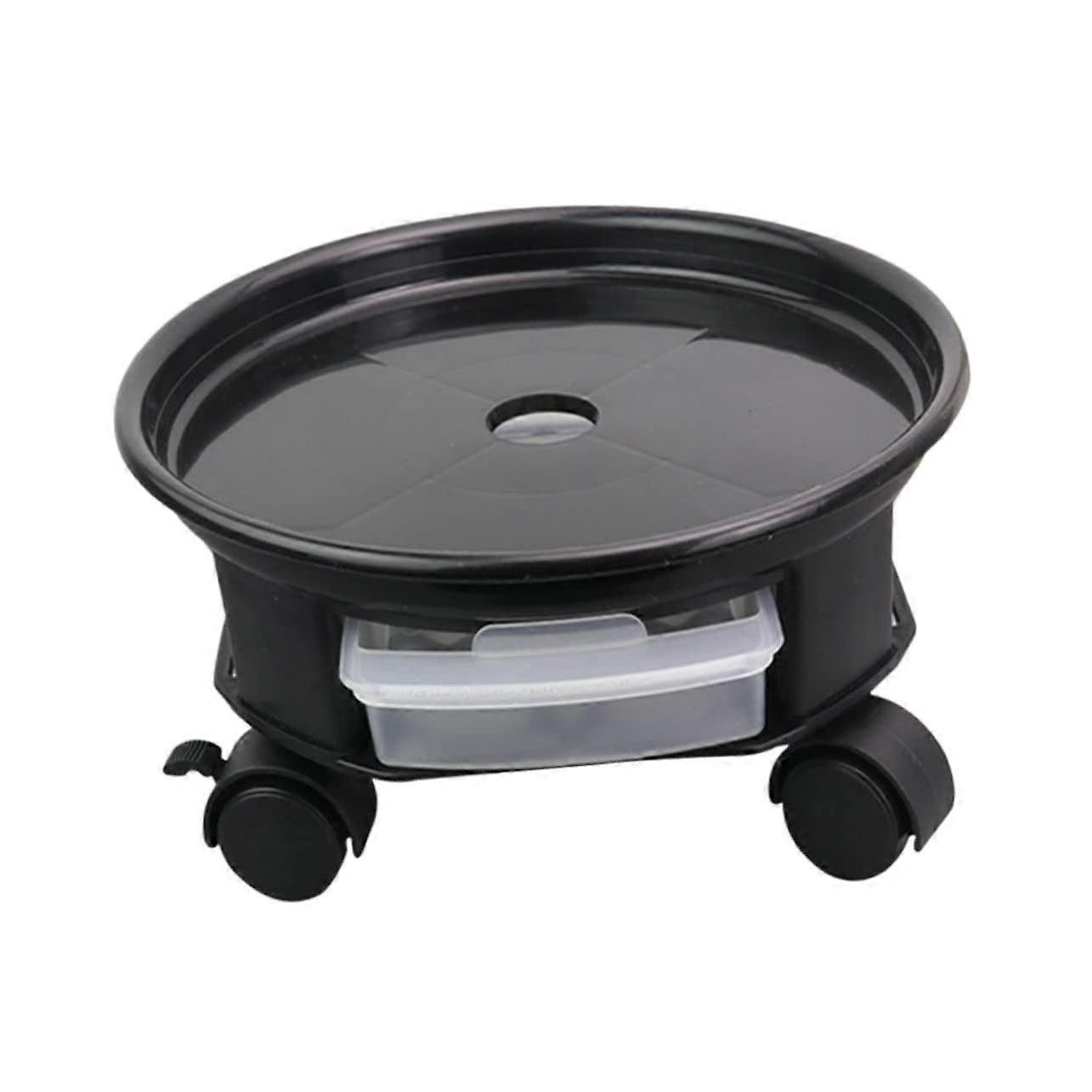 Tray with Universal Wheel and Storage Drawer, Removable Planter Saucer for Easy Pot Transfer and Load Capacity