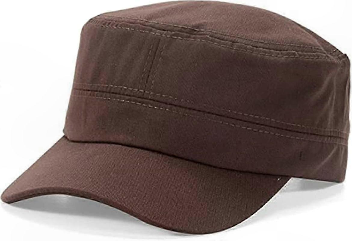 Customizable Flat Top Twill Cap in Earthy Brown for Head Sizes 22-23.6 Inches